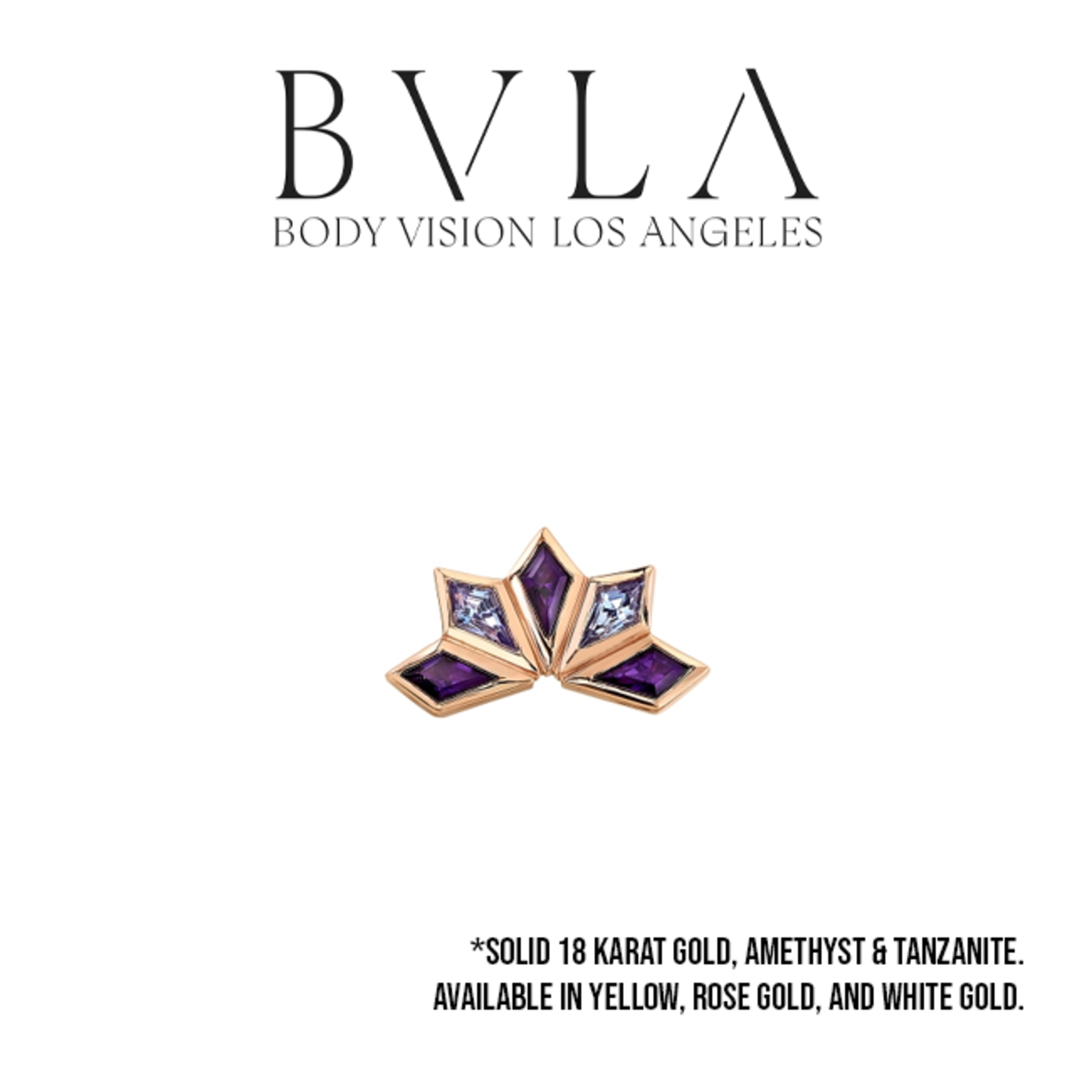 BVLA BVLA "Jezebel" threaded end with 3x 4x2 Amethyst kite & 2x 4x2 AA Tanzanite kite