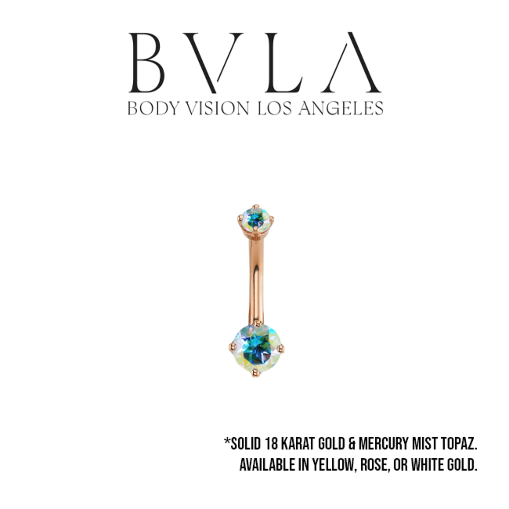 BVLA BVLA Navel Curve with 5.0 and 3.0 prong-set Mercury Mist Topaz