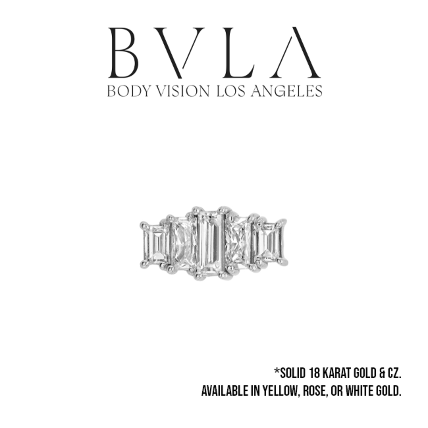 BVLA BVLA "Clara" threaded end with 2x 3x2 2x 4x2, and 5x2 CZ baguette
