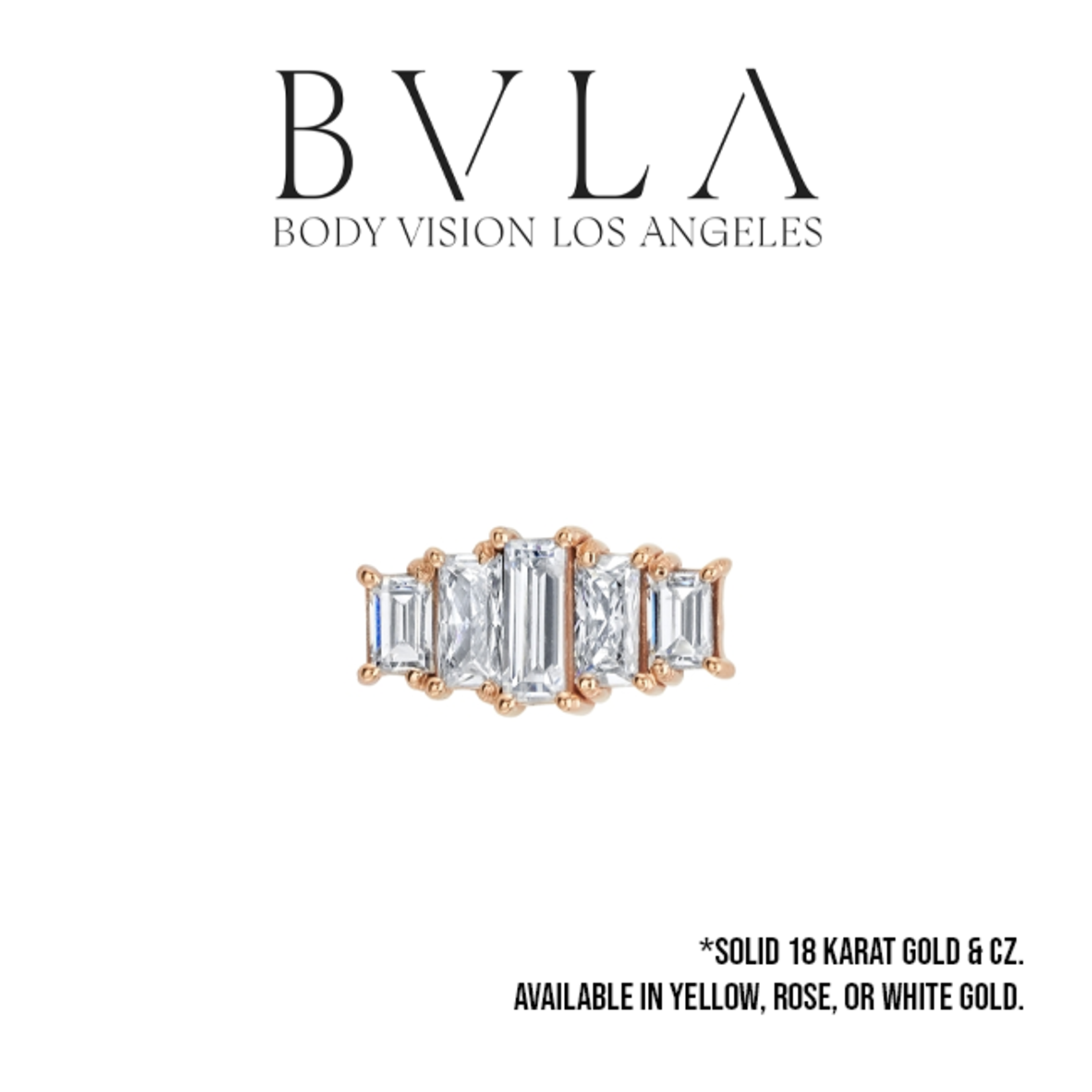 BVLA BVLA "Clara" threaded end with 2x 3x2 2x 4x2, and 5x2 CZ baguette