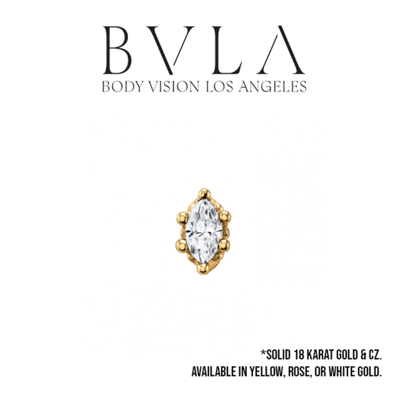 BVLA BVLA Crown-Prong marquise threaded end with 3x1.5 CZ