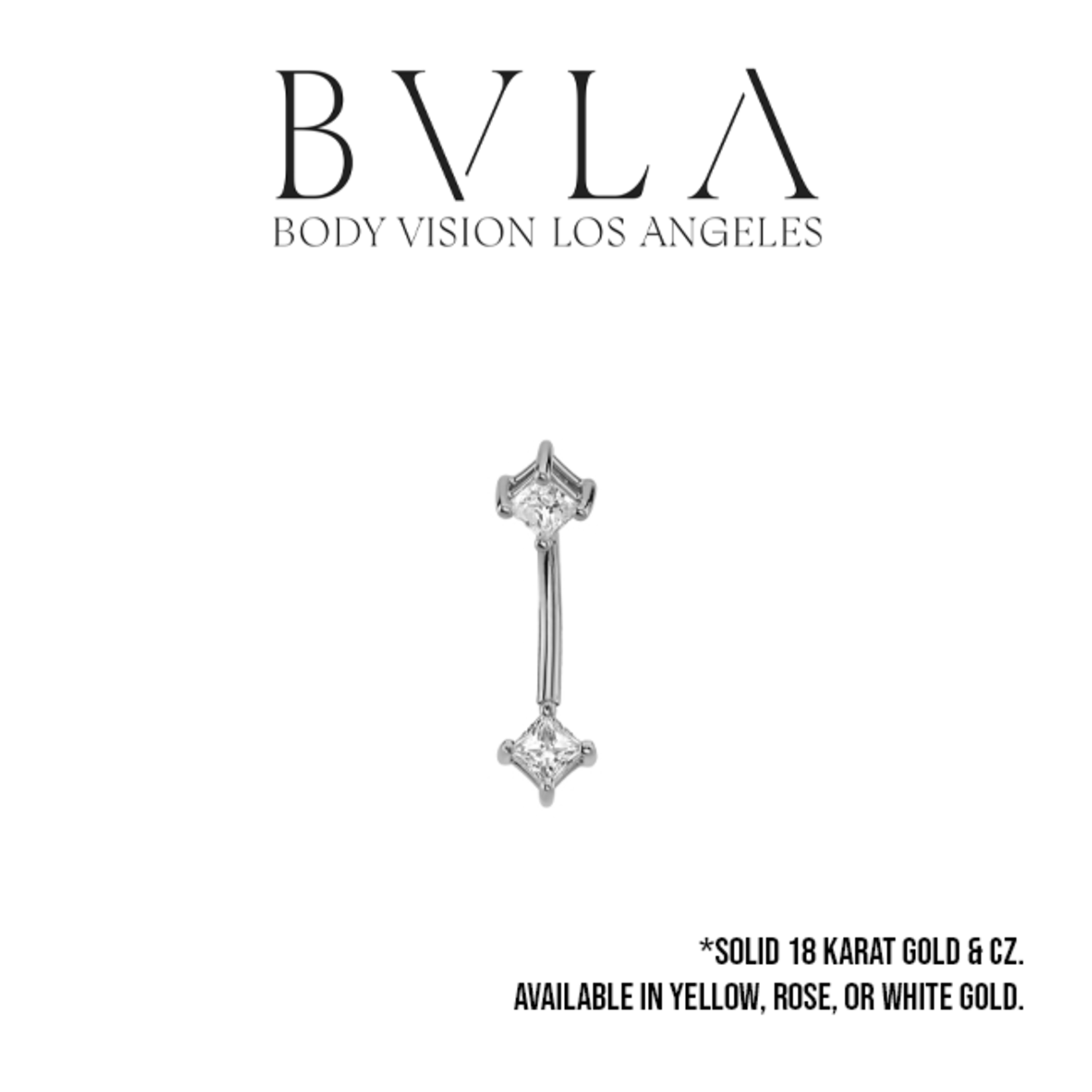 BVLA BVLA 16g Princess prong curved barbell with 2.0 CZ