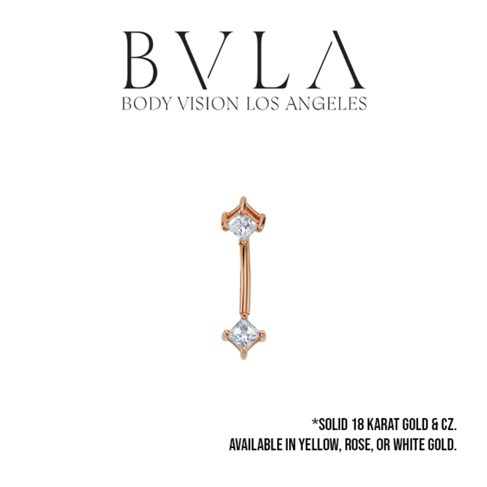BVLA BVLA 16g Princess prong curved barbell with 2.0 CZ
