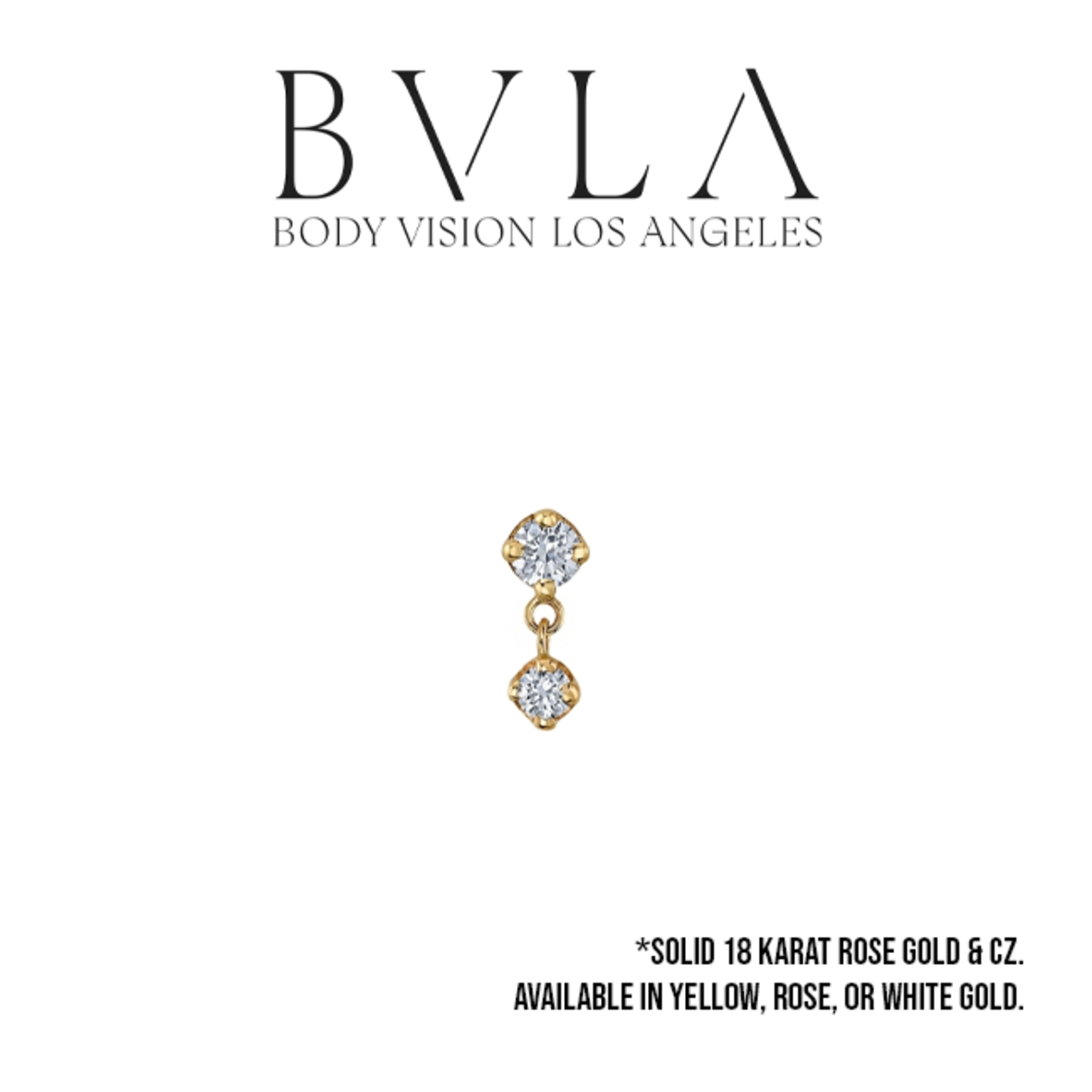 BVLA BVLA "Duet" threaded end with 2.0 and 1.5 CZ dangle