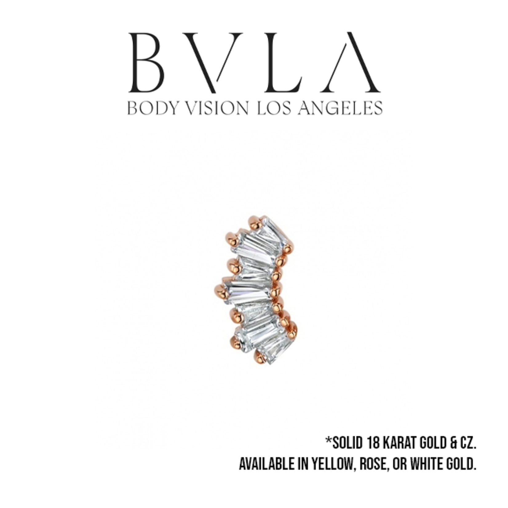 BVLA BVLA "Oceane 7" threaded end with 4x 3x2x1 Baguette CZ and 3x 4x2x1 Baguette CZ