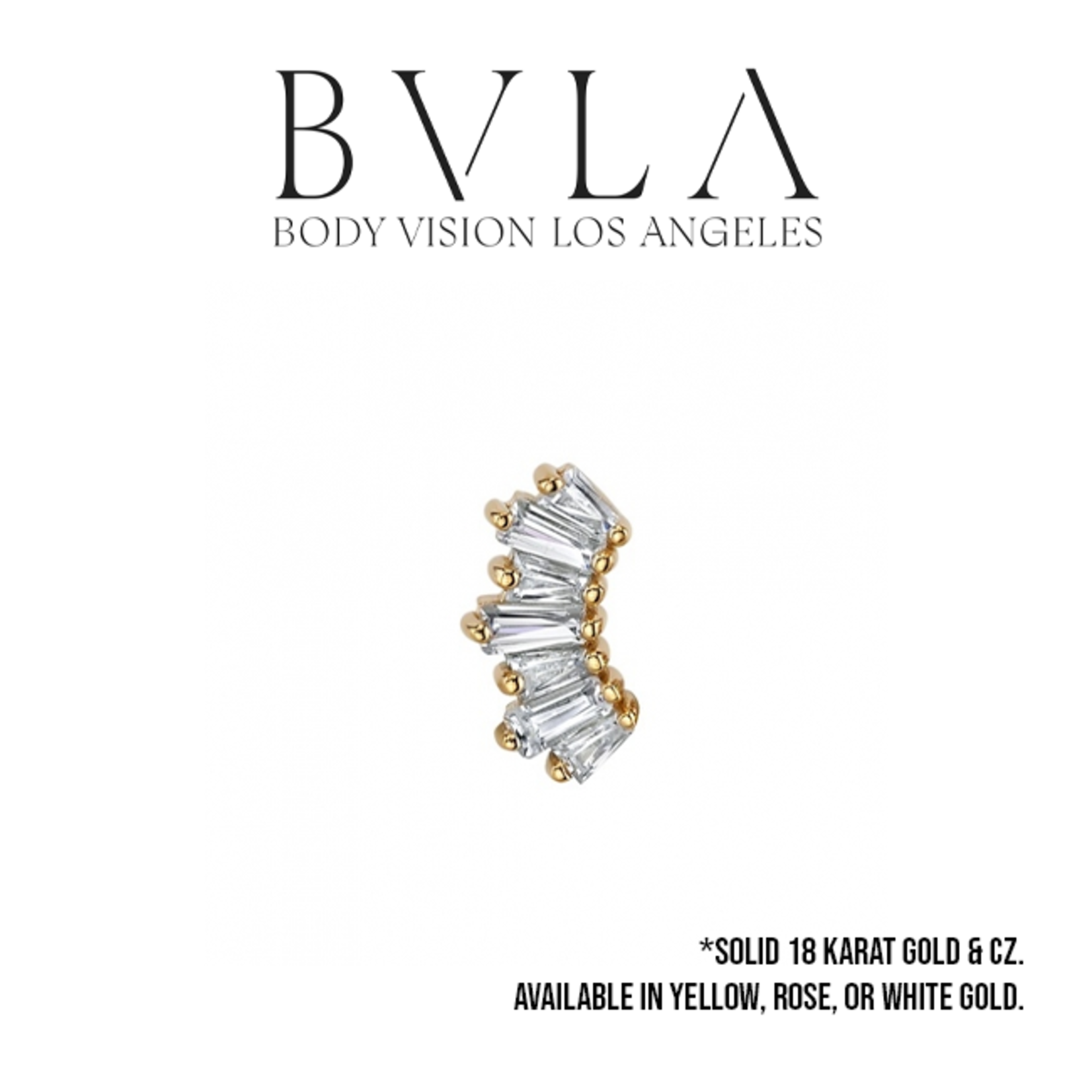 BVLA BVLA "Oceane 7" threaded end with 4x 3x2x1 Baguette CZ and 3x 4x2x1 Baguette CZ