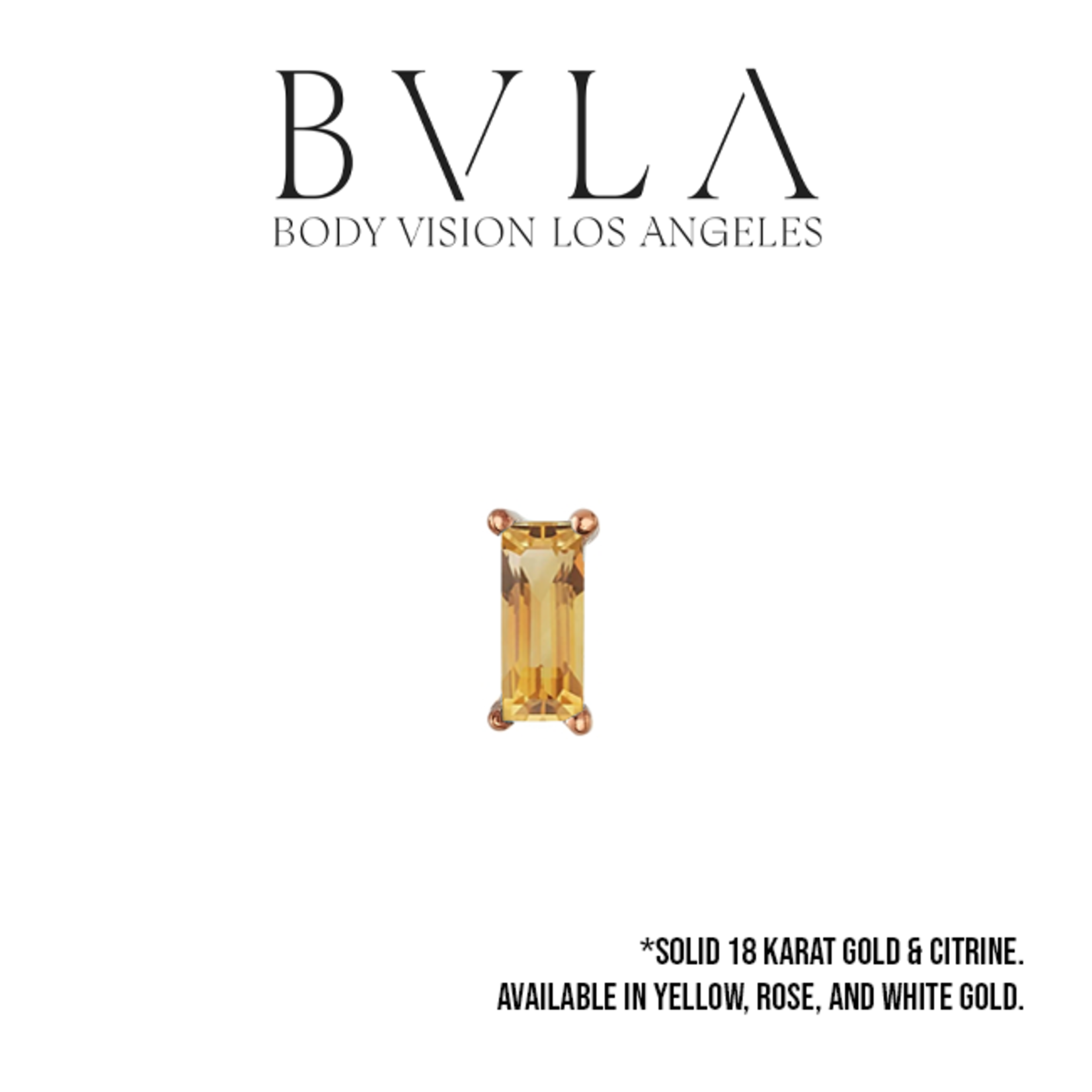 BVLA BVLA press fit prong baguette with 3x2 AA Citrine