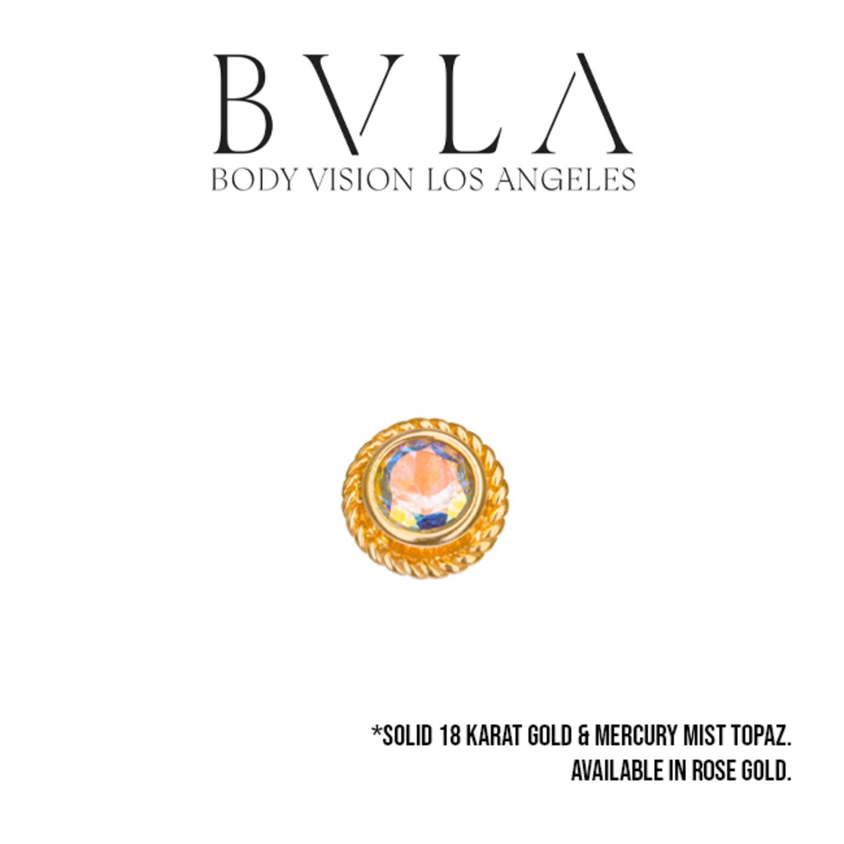 BVLA BVLA rose gold 10.5 "Braided Choctaw" threaded end with mercury mist topaz