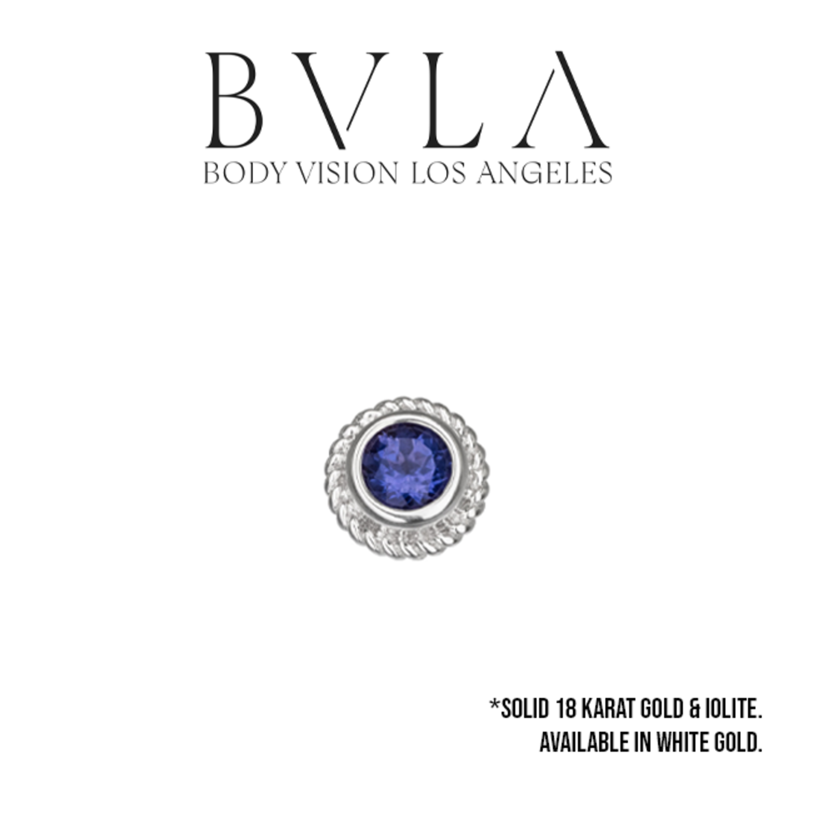 BVLA BVLA white gold 10.5 "Braided Choctaw" threaded end with iolite