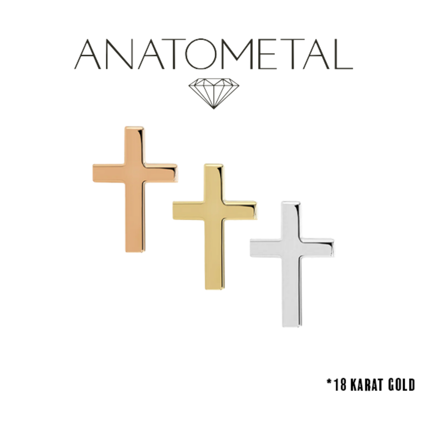 Anatometal Anatometal 14g gold cross threaded end