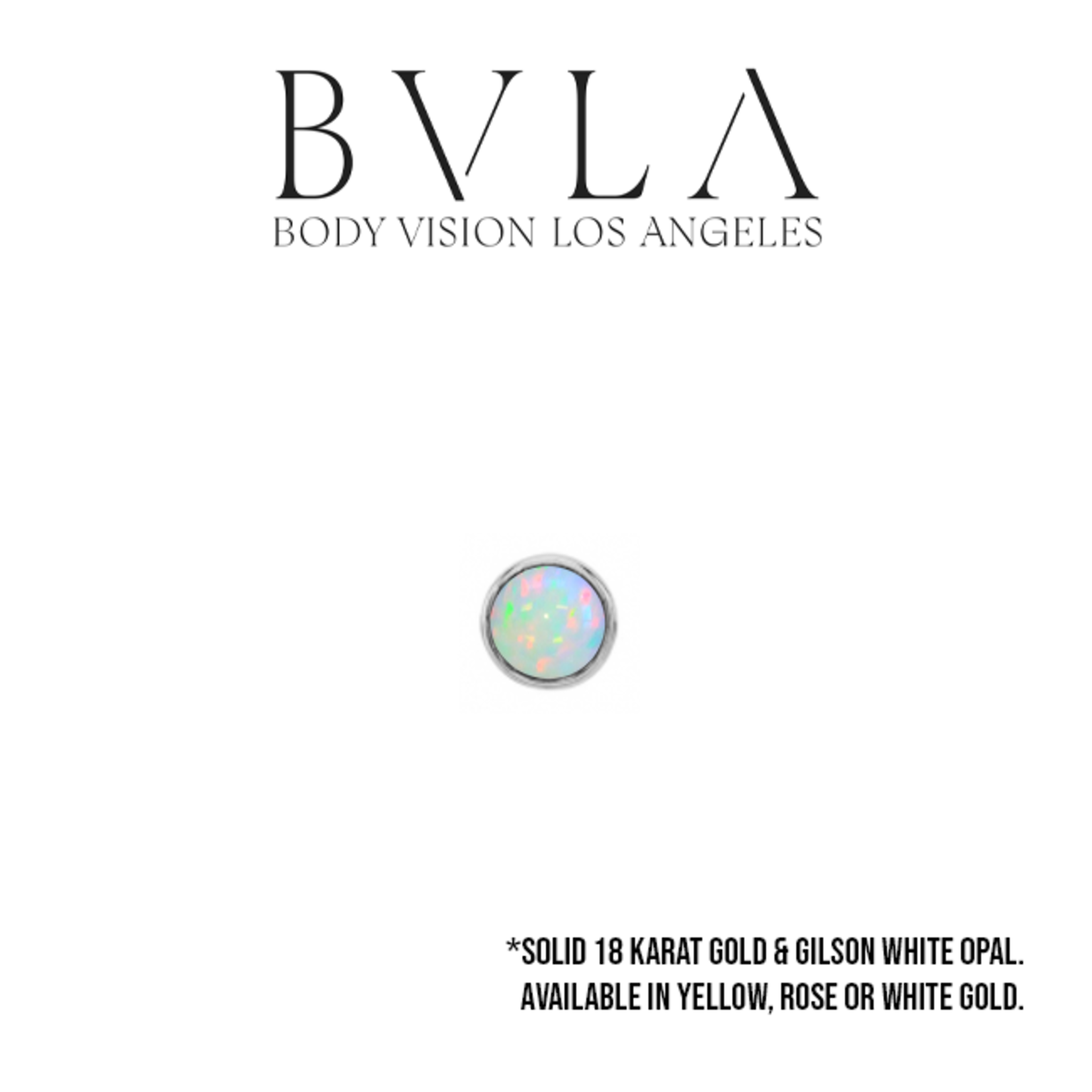 BVLA BVLA 14g "Classic Cup" threaded end with Gilson white opal
