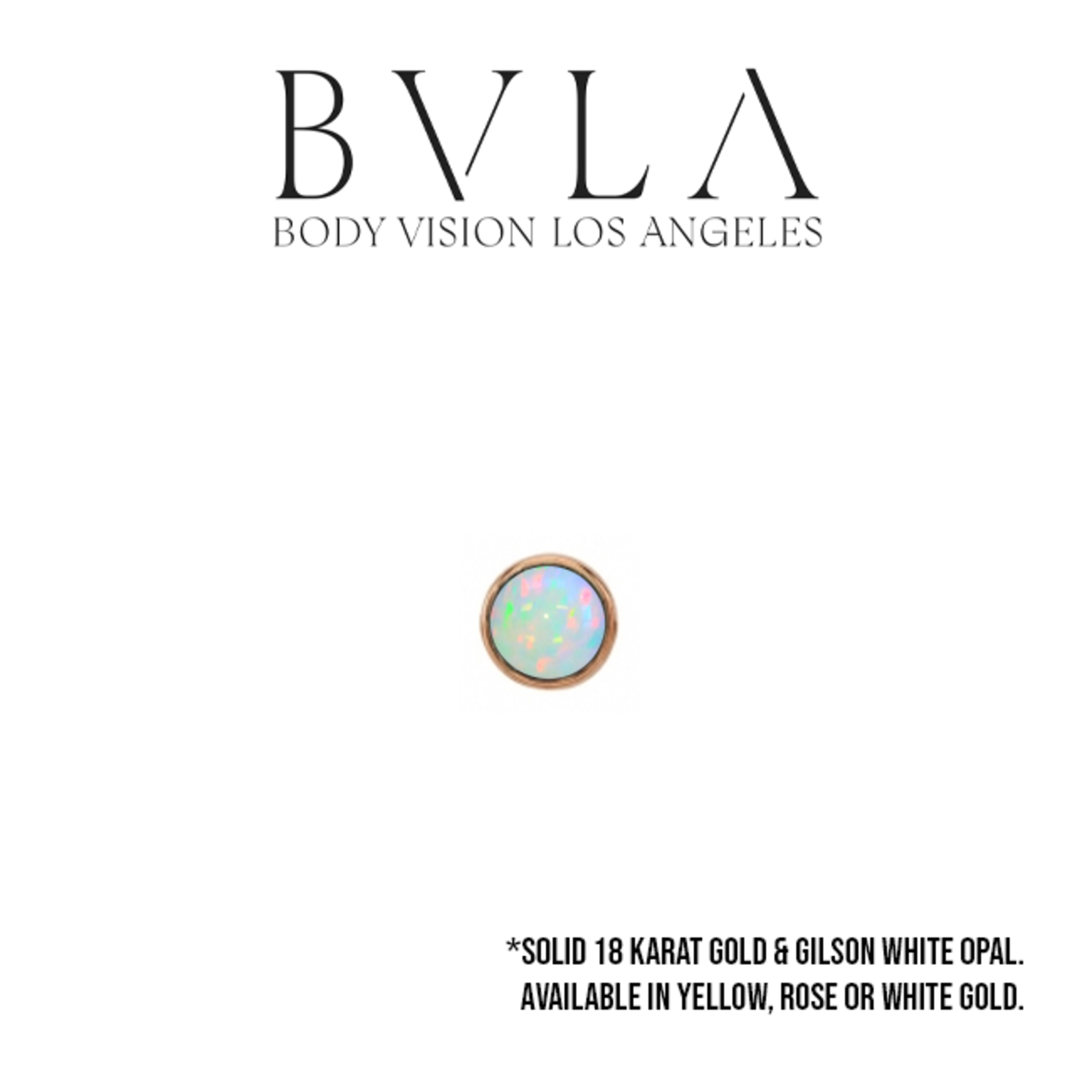 BVLA BVLA 14g "Classic Cup" threaded end with Gilson white opal