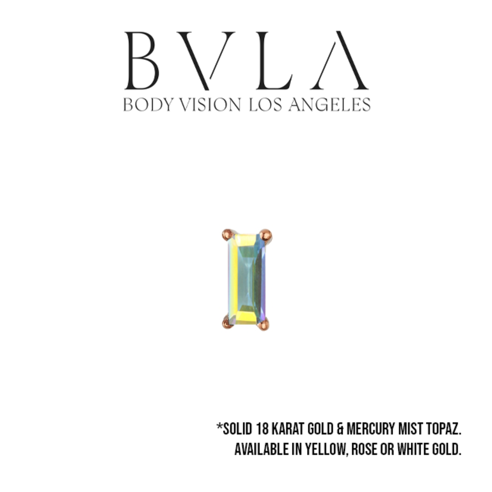 BVLA BVLA threaded prong baguette with 4x2 mercury mist topaz