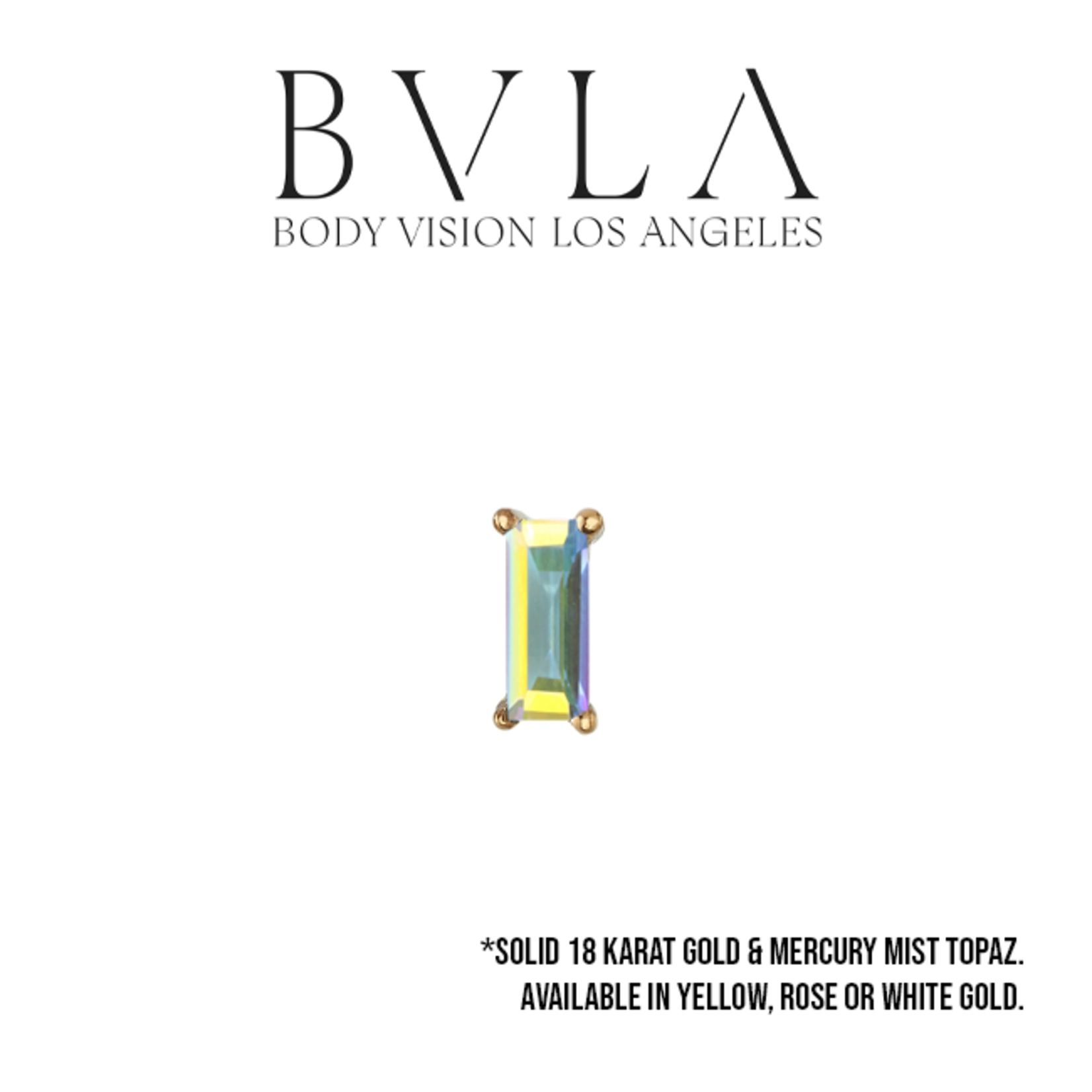 BVLA BVLA threaded prong baguette with 4x2 mercury mist topaz
