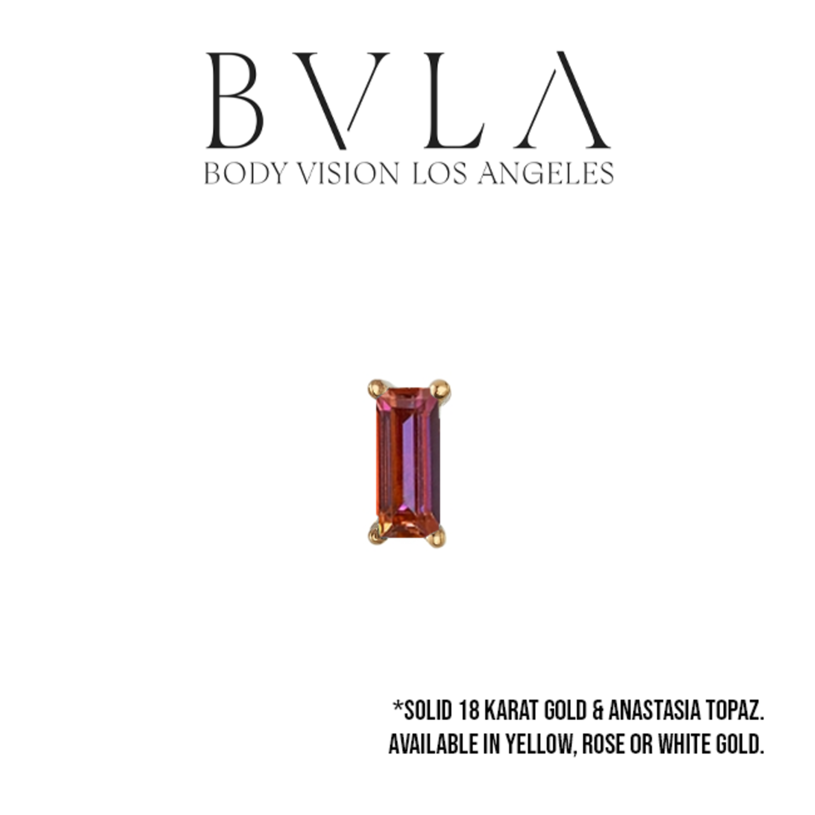 BVLA BVLA press fit prong baguette with 3x2 Anastasia topaz