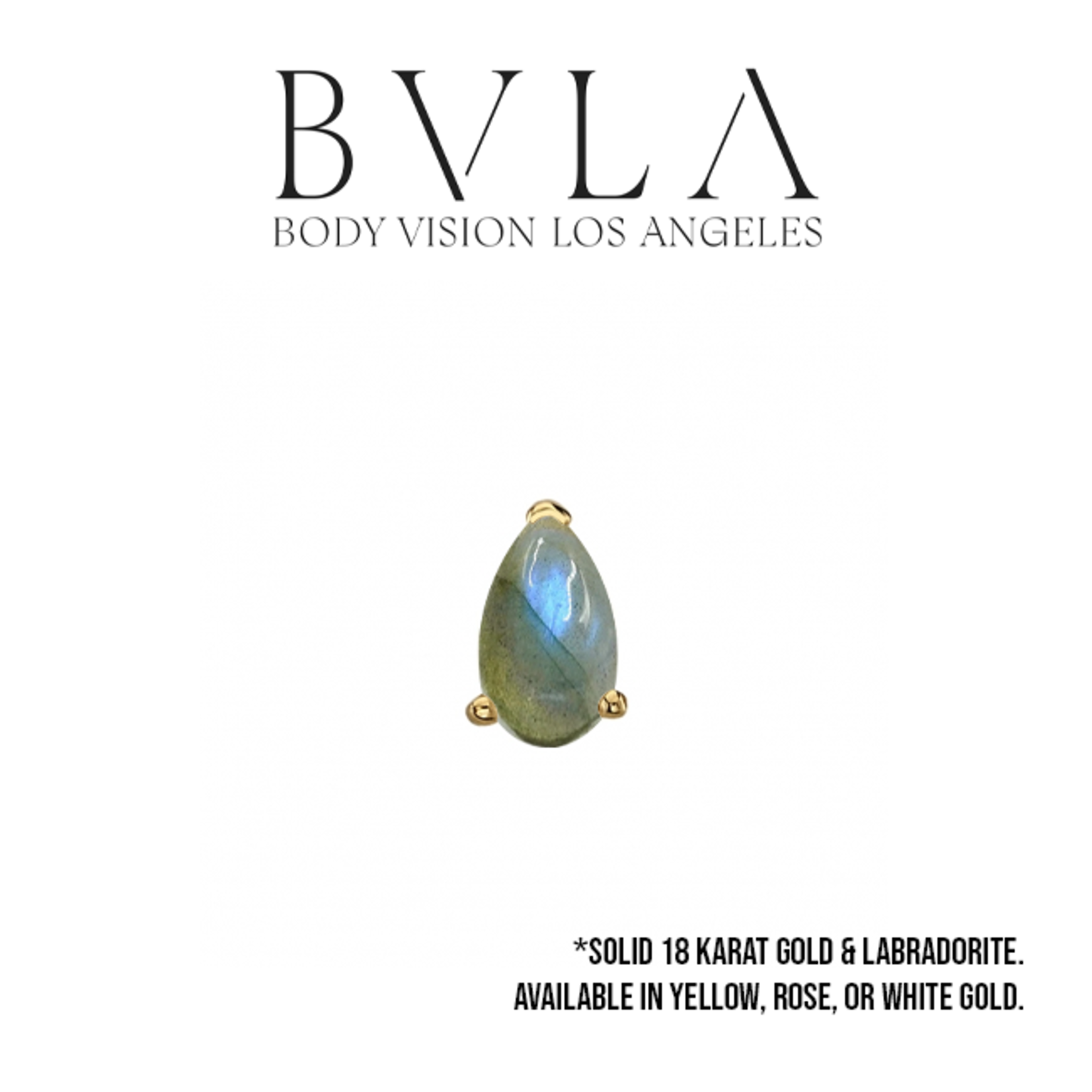 BVLA 16g BVLA "Cabochon Pear Prong" threaded end with 4x2.5 labradorite