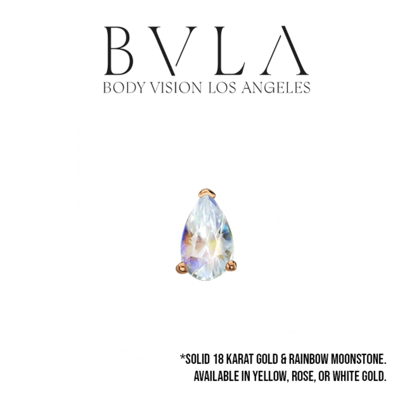BVLA BVLA "Faceted Pear Prong" threaded end with 4x2.5 rainbow moonstone