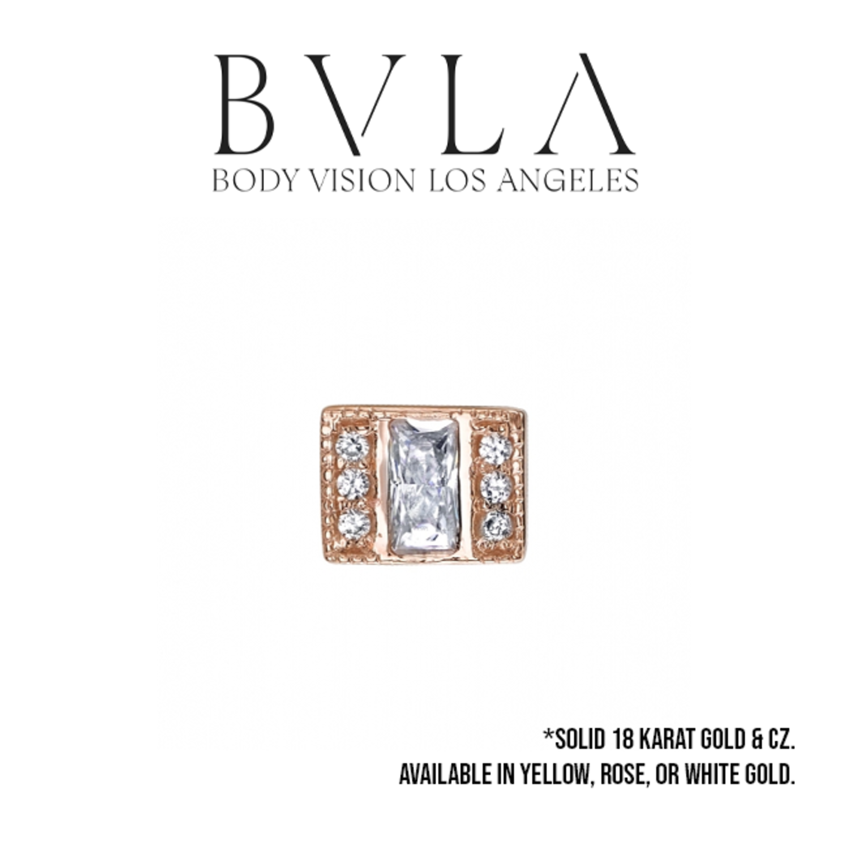 BVLA BVLA 7x5 "Endymion Rectangle" threaded end with 6x 1.0 CZ & 4x2 CZ baguette
