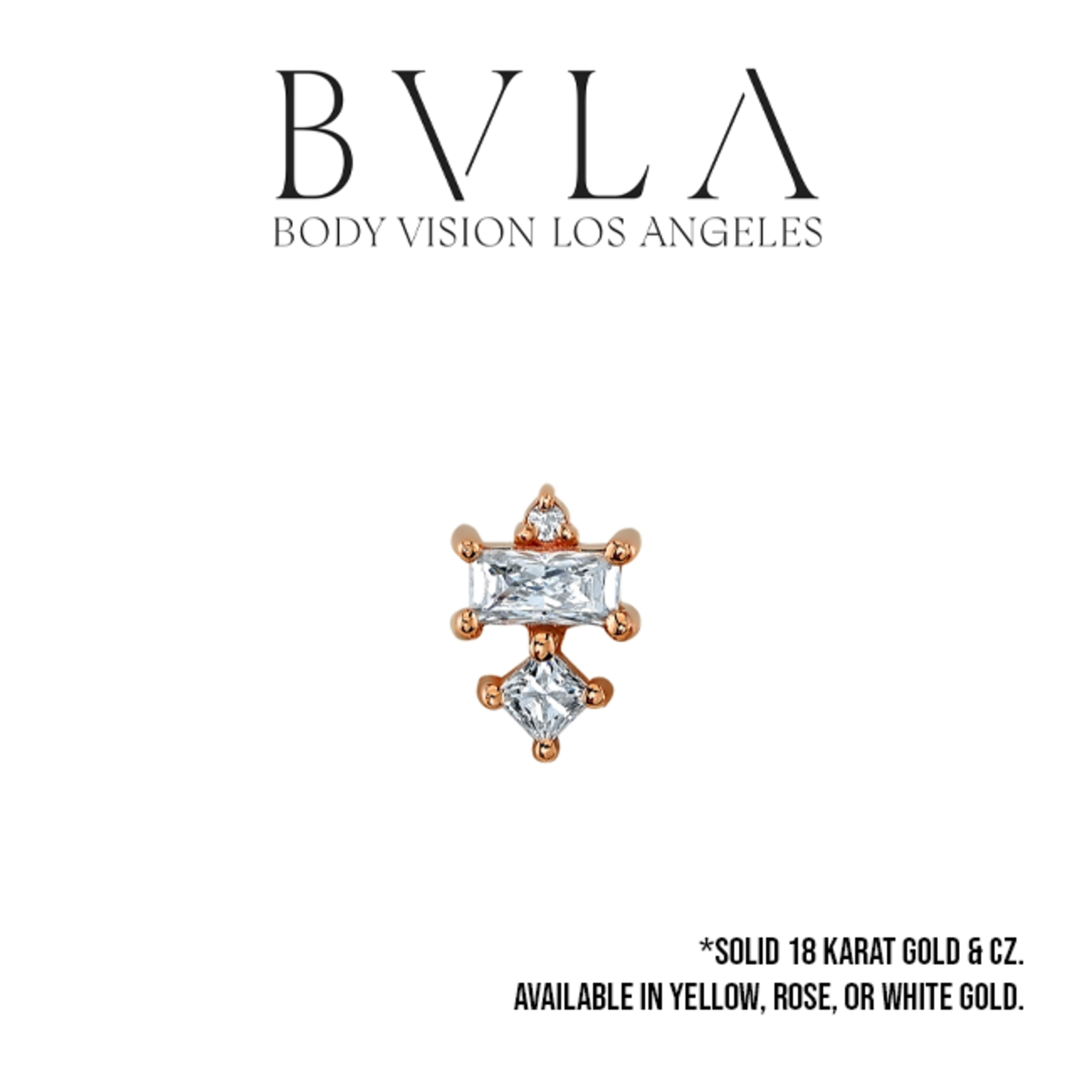 BVLA BVLA "Tetra" threaded end with1.0 CZ, 4x2 Baguette CZ and 2.0 Princess CZ