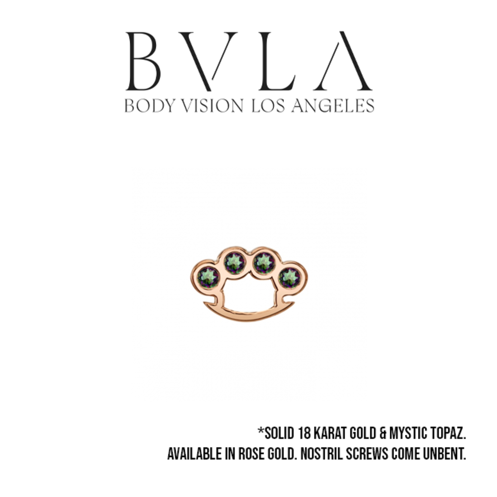 BVLA BVLA 20g 7.0 "Brass Knuckle" nostril screw with 4x 1.5 Mystic Topaz