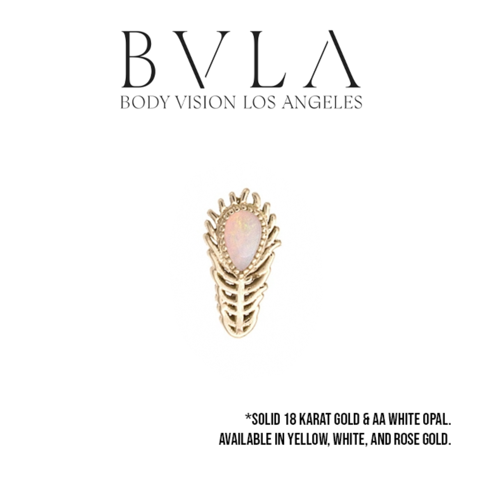 BVLA BVLA 12x6 "Peacock Feather" threaded end with 5x3 white opal