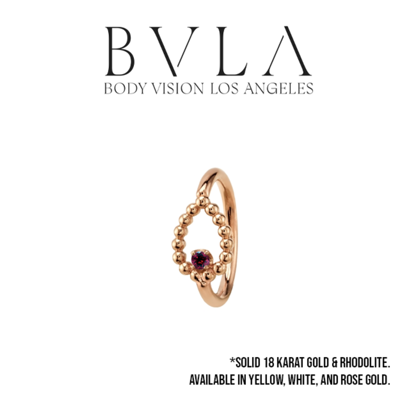 BVLA BVLA 18g "Sophie Tear" seam ring with 1.25 AA rhodolite