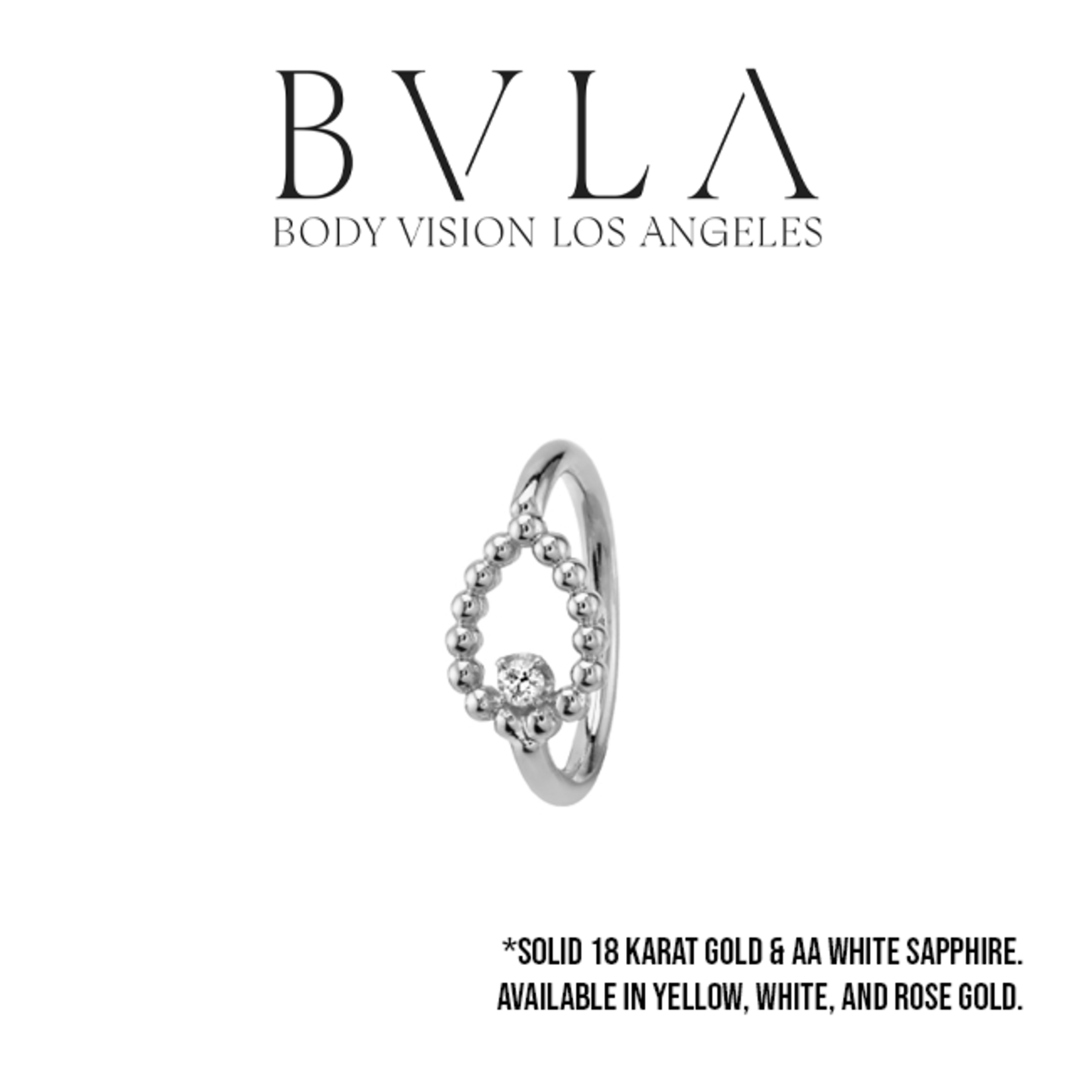 BVLA BVLA 18g "Sophie Tear" seam ring with 1.25 AA white sapphire