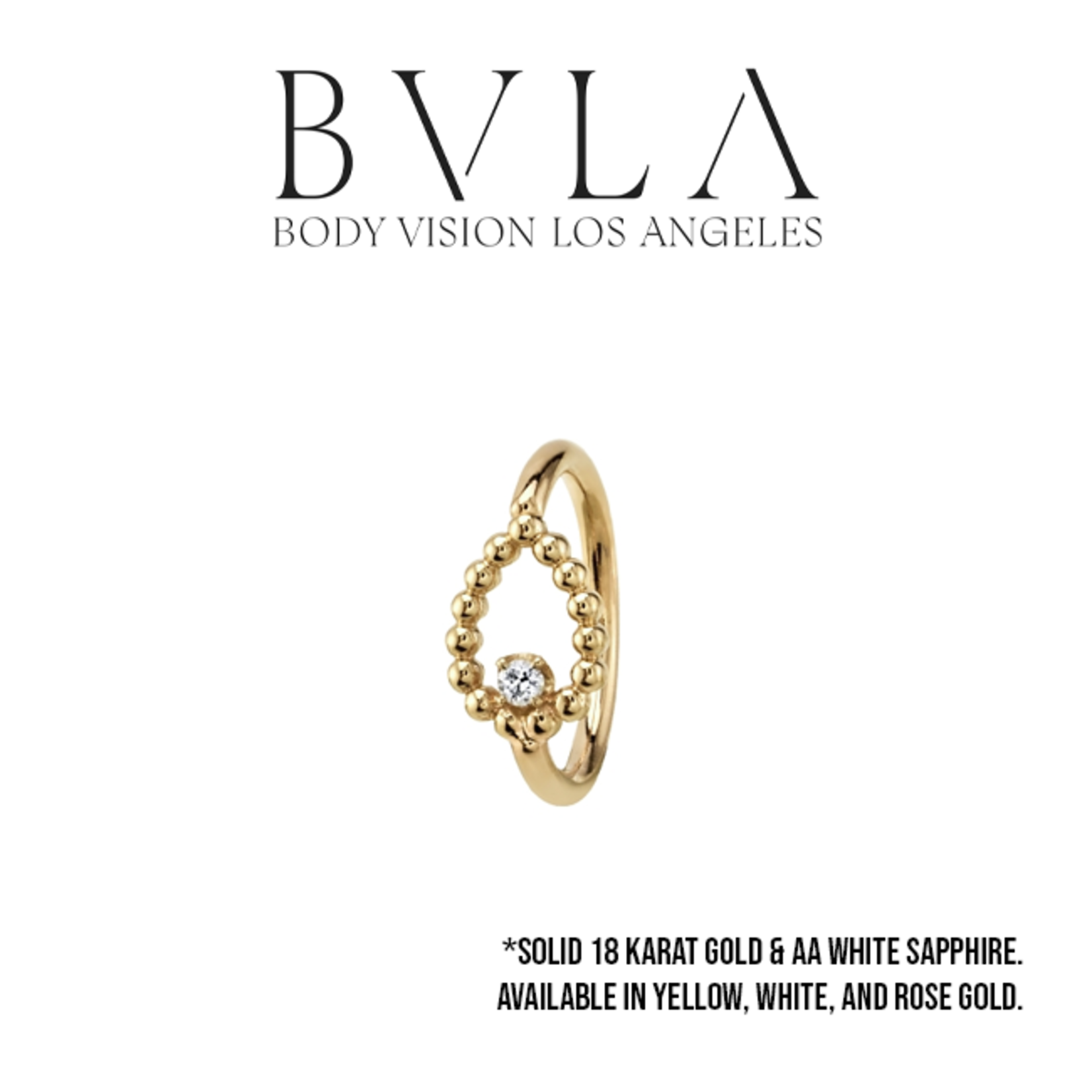 BVLA BVLA 18g "Sophie Tear" seam ring with 1.25 AA white sapphire