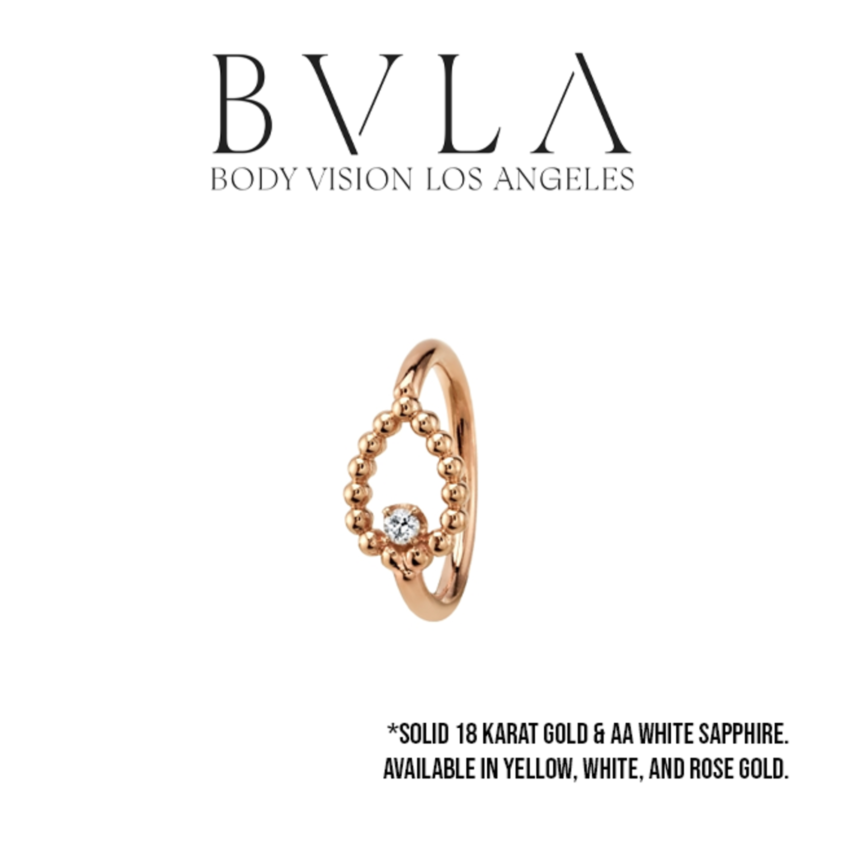 BVLA BVLA 18g "Sophie Tear" seam ring with 1.25 AA white sapphire