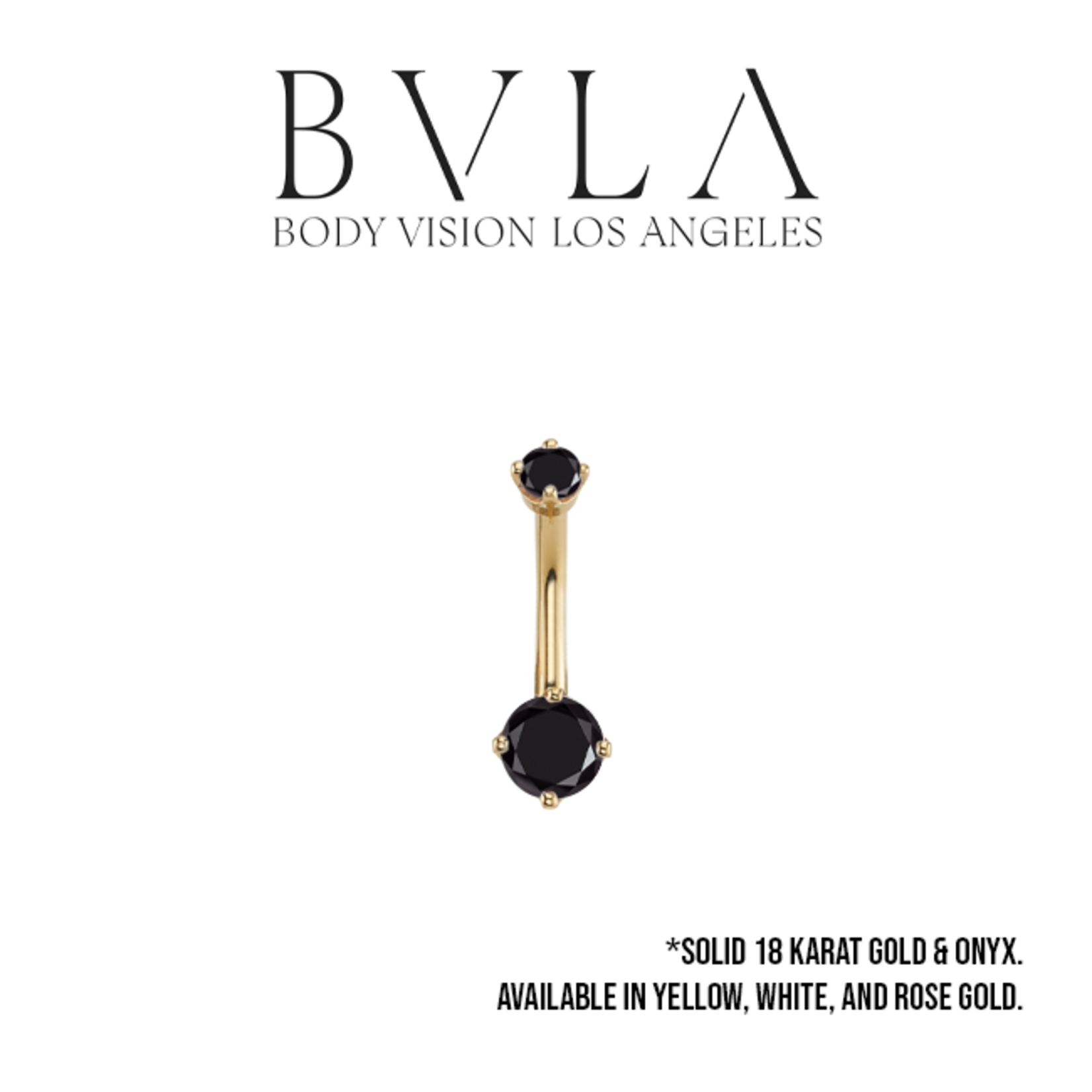 BVLA BVLA prong navel curve with 5.0 and 3.0 faceted onyx