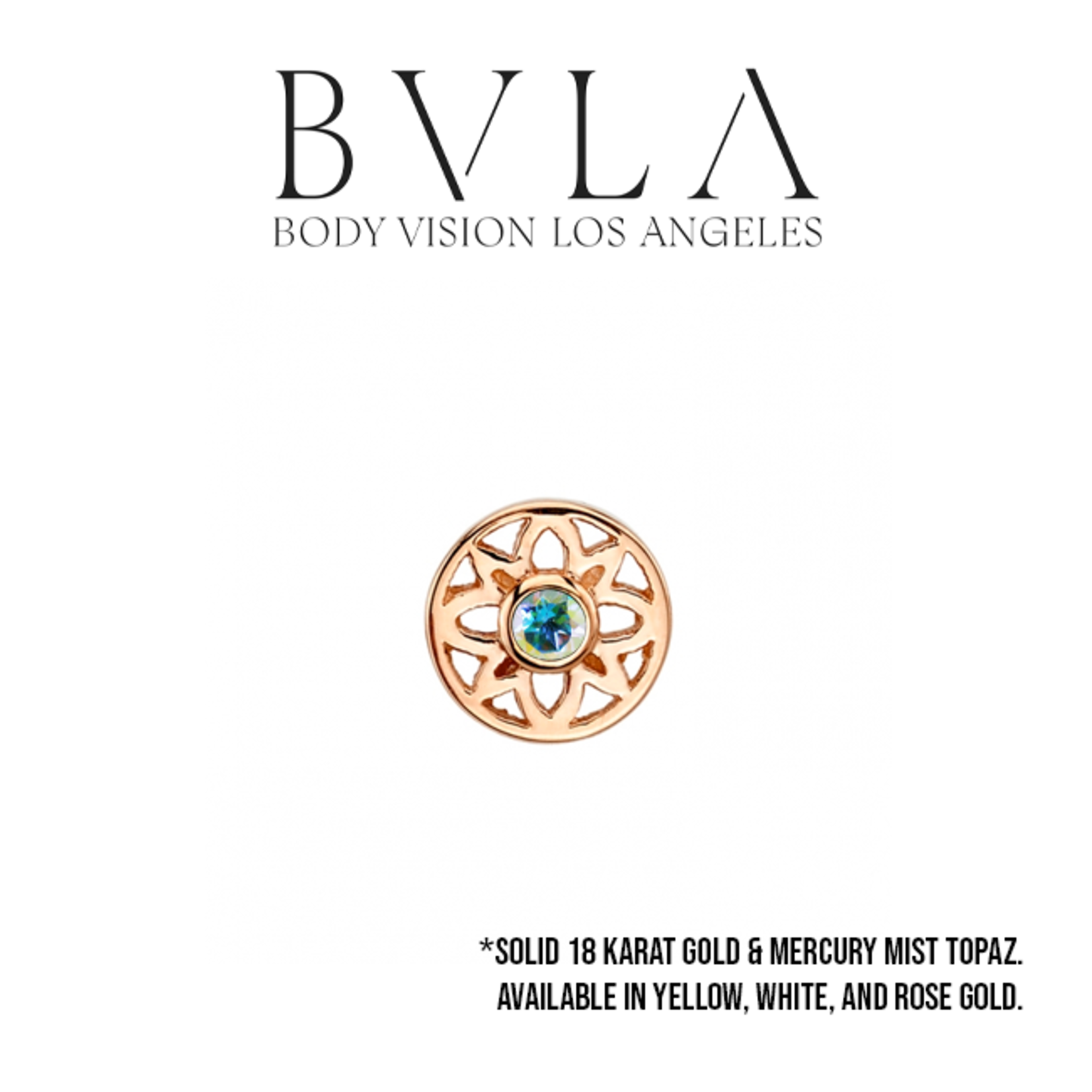 BVLA BVLA solid 18 karat rose gold "Mini Paloma Flower" threaded end with 1.5 mercury mist topaz