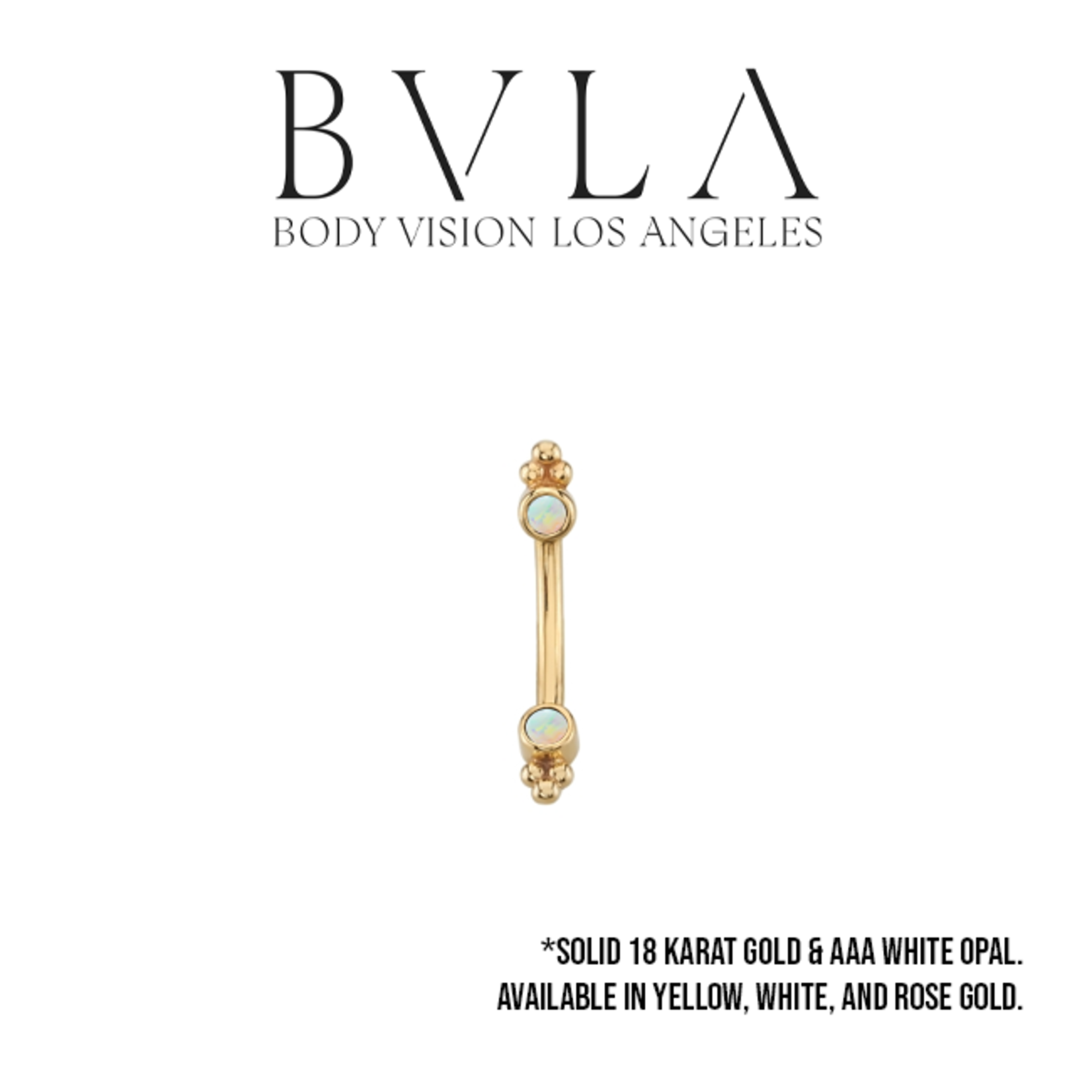BVLA BVLA 16g curved barbell with bezel set 2.0 white opal with beaded accents