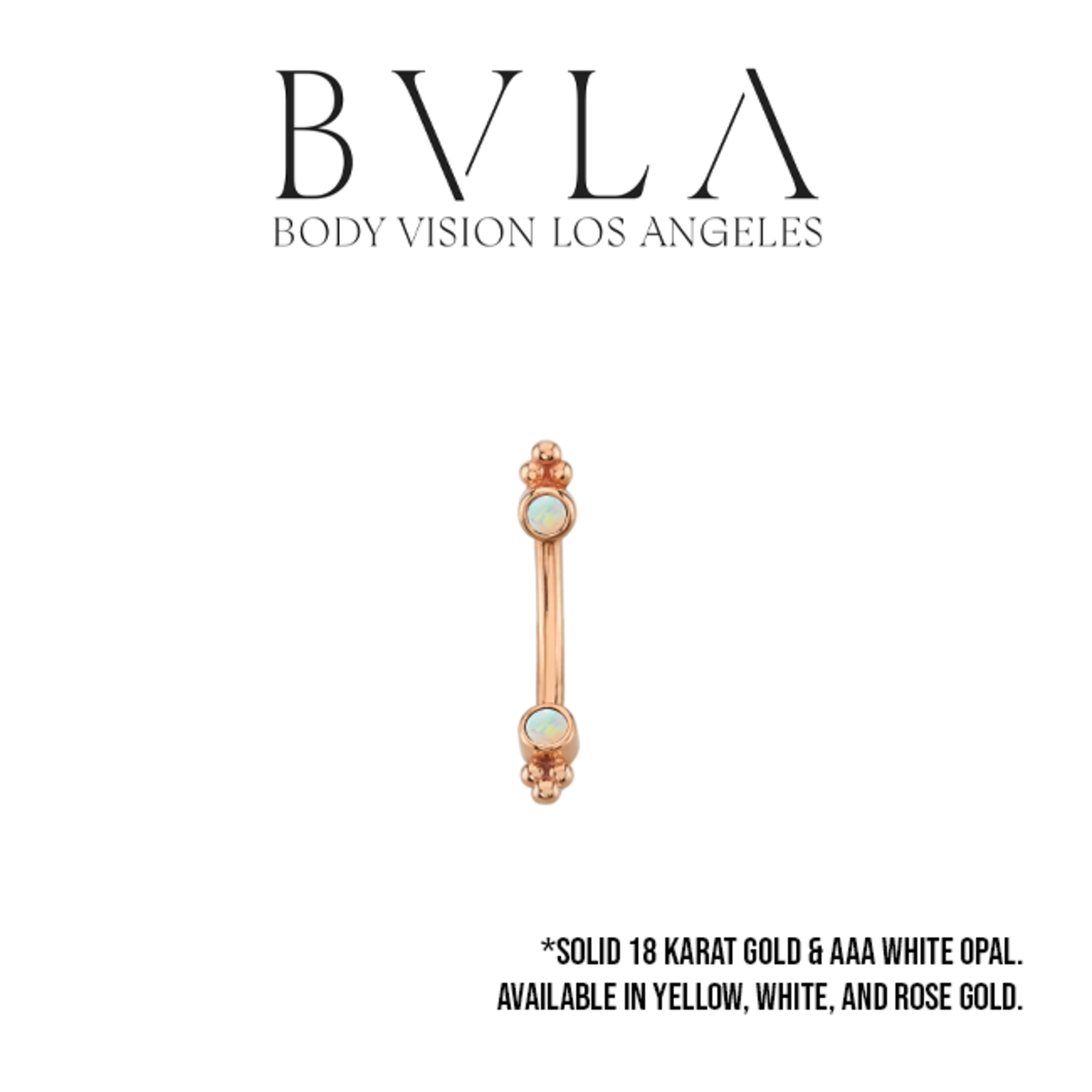 BVLA BVLA 16g curved barbell with bezel set 2.0 white opal with beaded accents