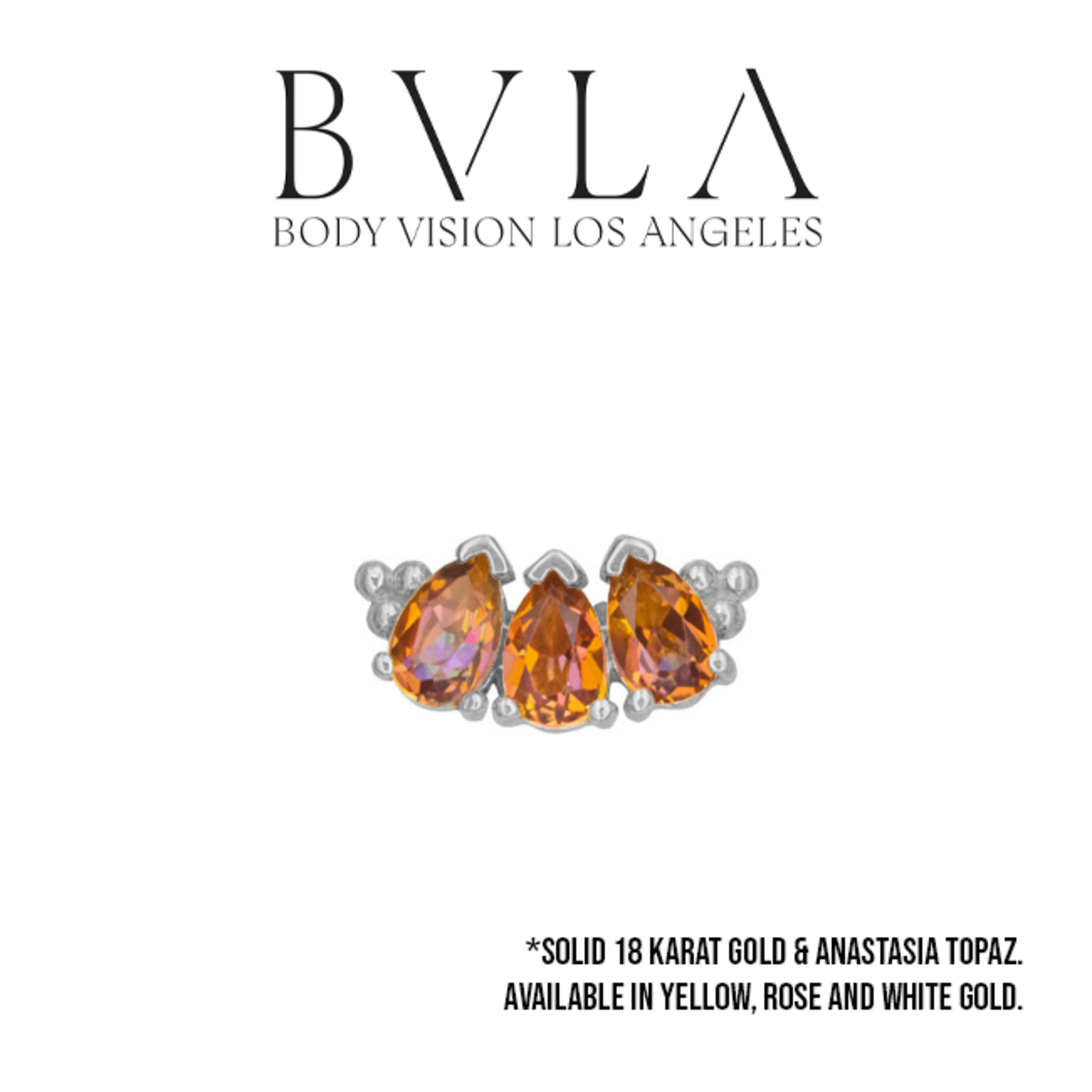 BVLA BVLA "3 Gem Pear Panaraya" threaded end with 3x 4x2.5 Anastasia topaz