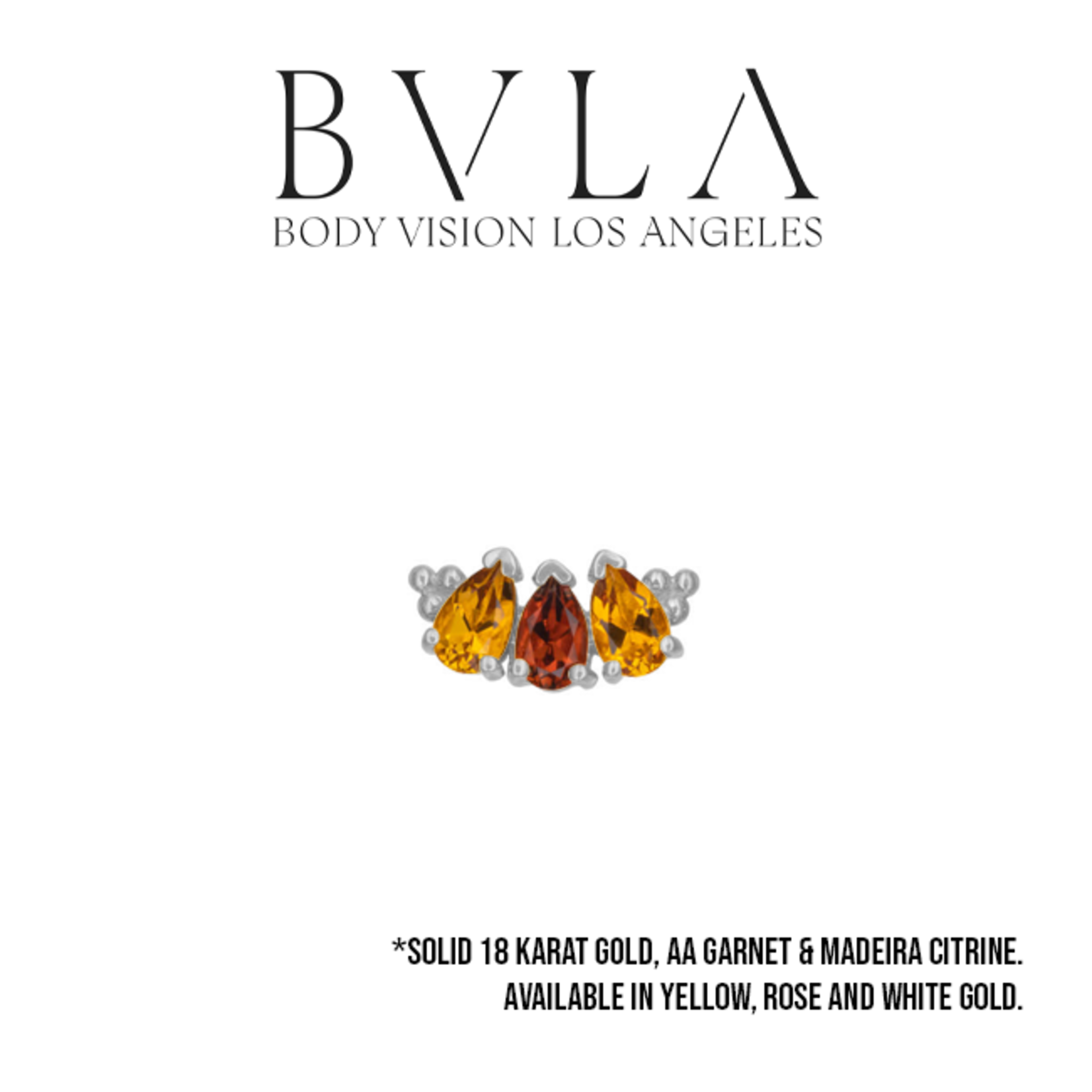BVLA BVLA "3 Gem Pear Panaraya" threaded end with alternating 2x 4x2.5 AA Citrine and 4x2.5 Madeira citrine pears