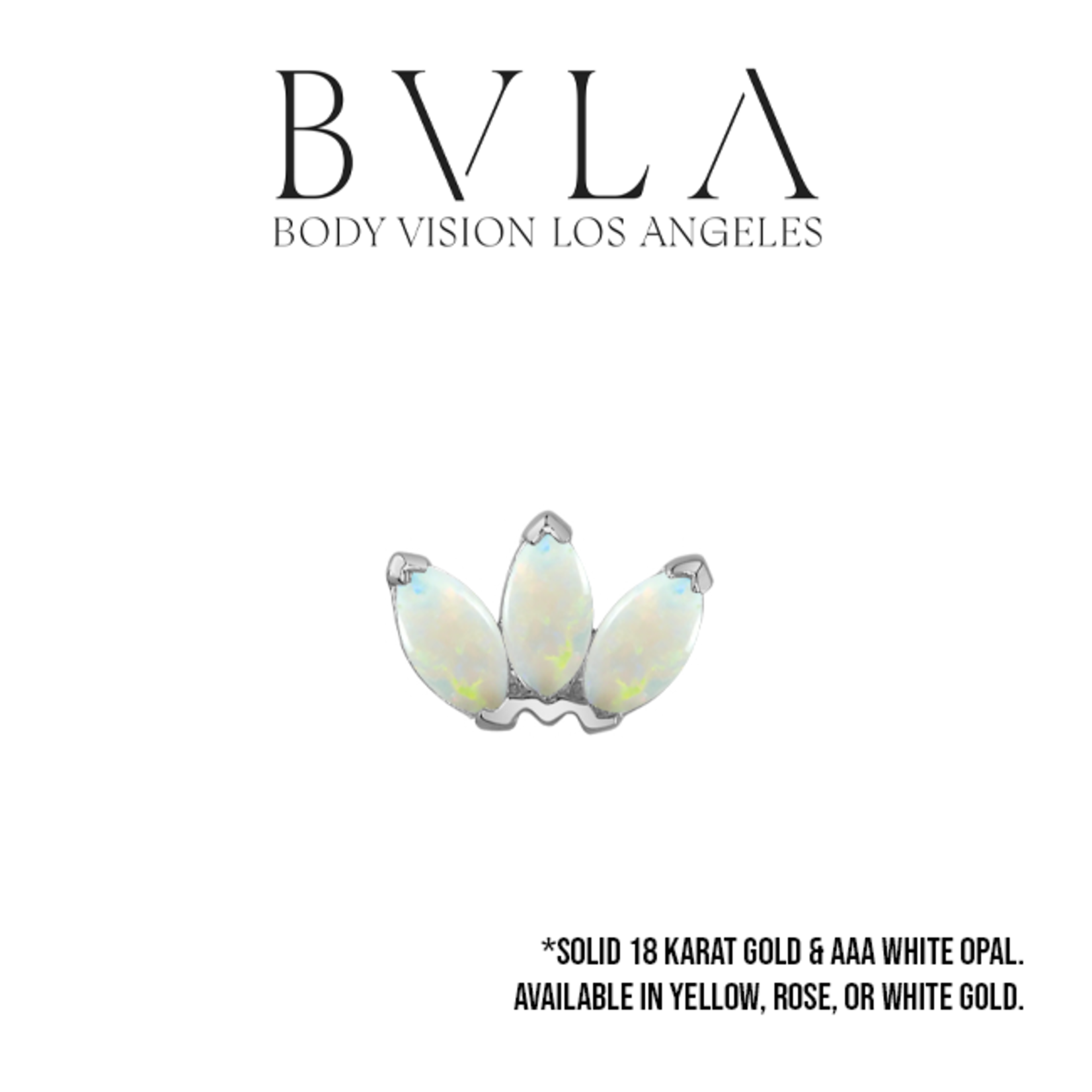 BVLA BVLA "Marquise Fan" threaded end with 3x 4x2 AAA white opal marquise