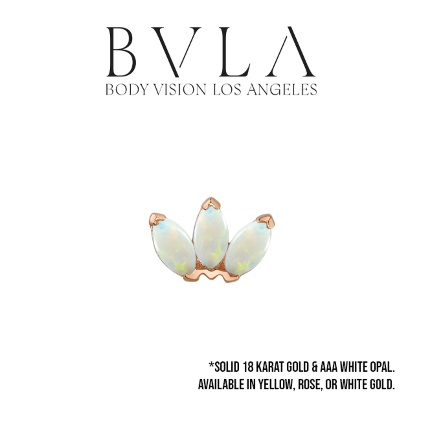 BVLA BVLA "Marquise Fan" threaded end with 3x 4x2 AAA white opal marquise