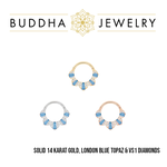 Buddha Jewelry Organics Buddha Jewelry Organics 16g "Gilty Pleasure" Clicker with London Blue Topaz & Diamonds