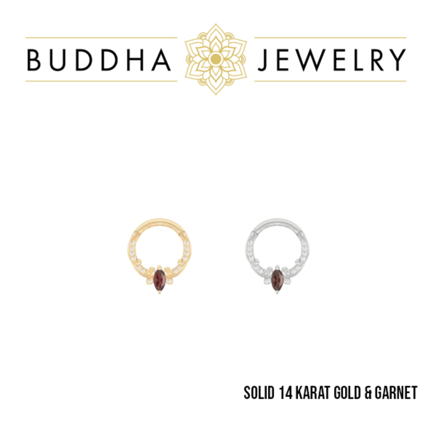 Buddha Jewelry Organics Buddha Jewelry Organics 16g "Coterie" clicker with Garnet Marquise