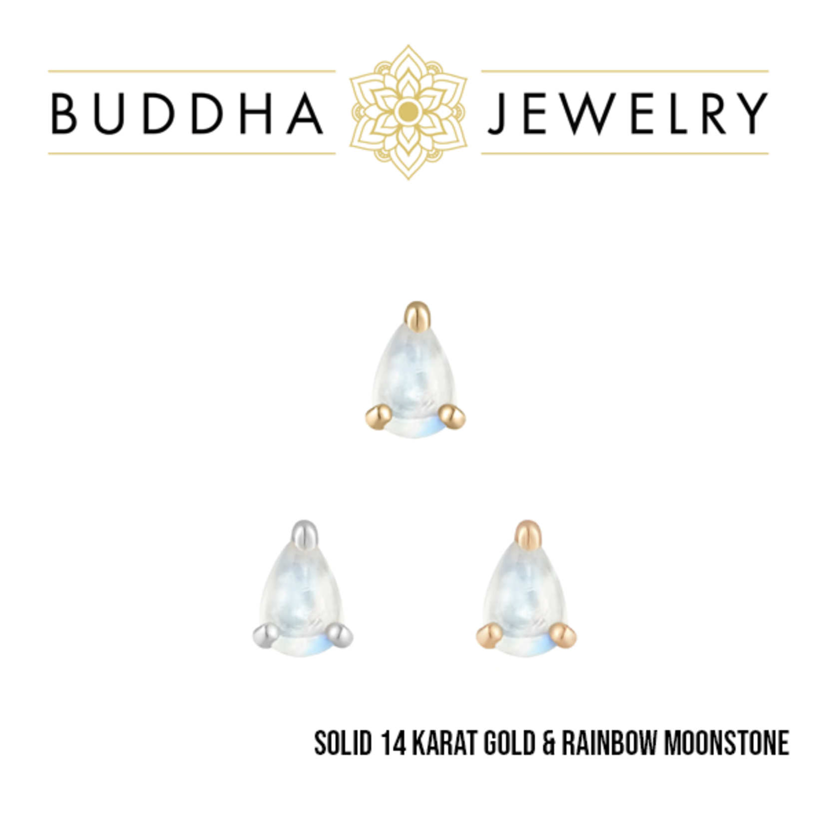 Buddha Jewelry Organics Buddha Jewelry Organics Rainbow Moonstone Pear press-fit end