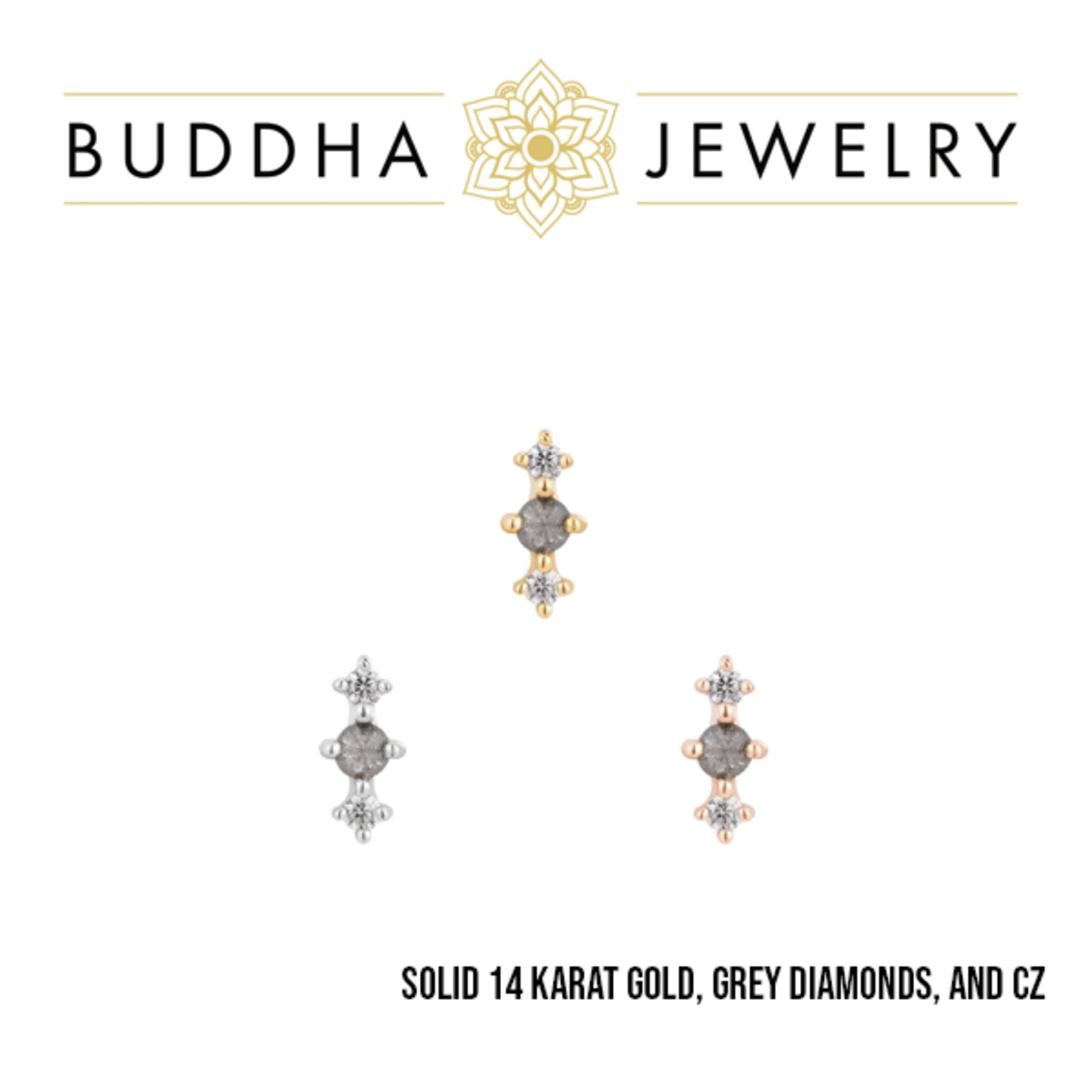 Buddha Jewelry Organics Buddha Jewelry Organics  "Ghost Flower" press-fit end with grey diamonds & CZ