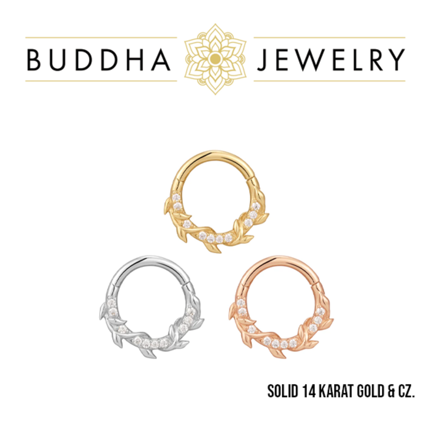 Buddha Jewelry Organics Buddha Jewelry Organics 16g "Wild Hearts" clicker with CZ