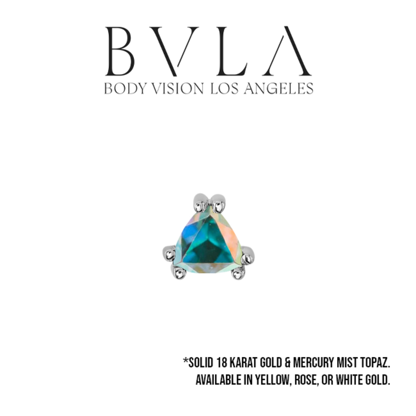 BVLA BVLA "Tanti" double-prong trillion press fit end with 3.0 Mercury mist topaz