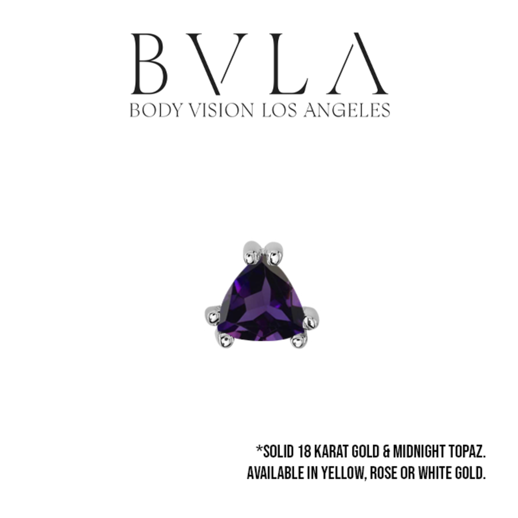 BVLA BVLA "Tanti" double-prong trillion press fit end with 3.0 Midnight topaz