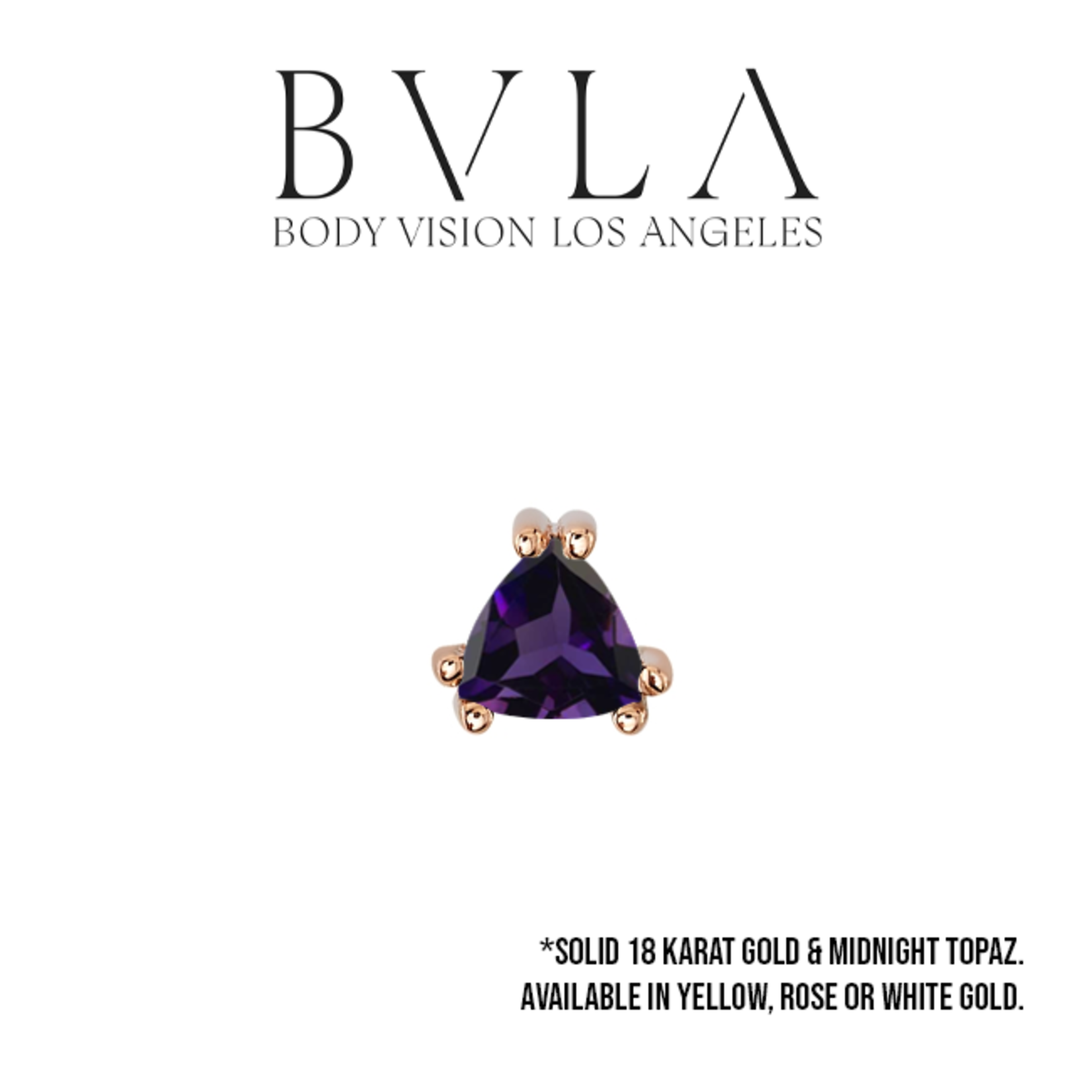 BVLA BVLA "Tanti" double-prong trillion press fit end with 3.0 Midnight topaz