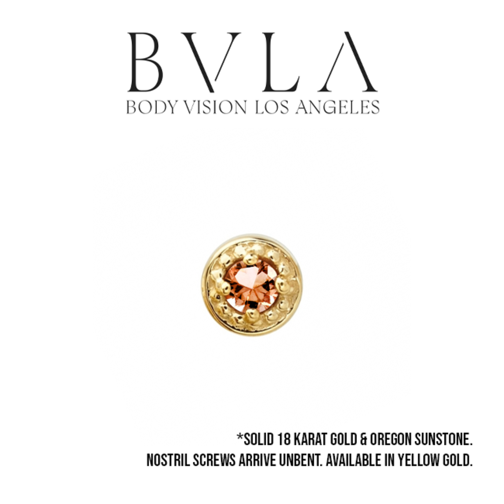 BVLA BVLA 18g "Milgrain Prong" nostril screw with Oregon Sunstone