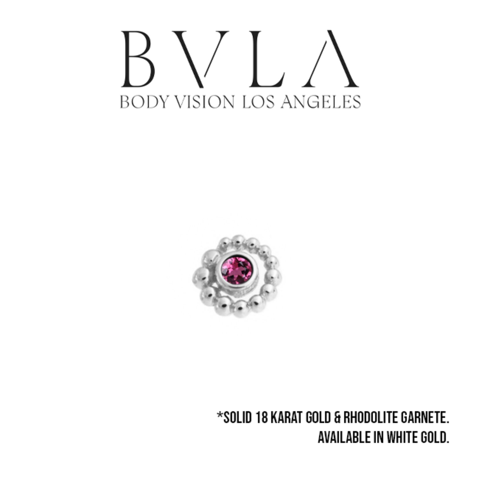 BVLA BVLA "Beaded Swirl" press fit end with bezel set 2.0 AA rhodolite garnet