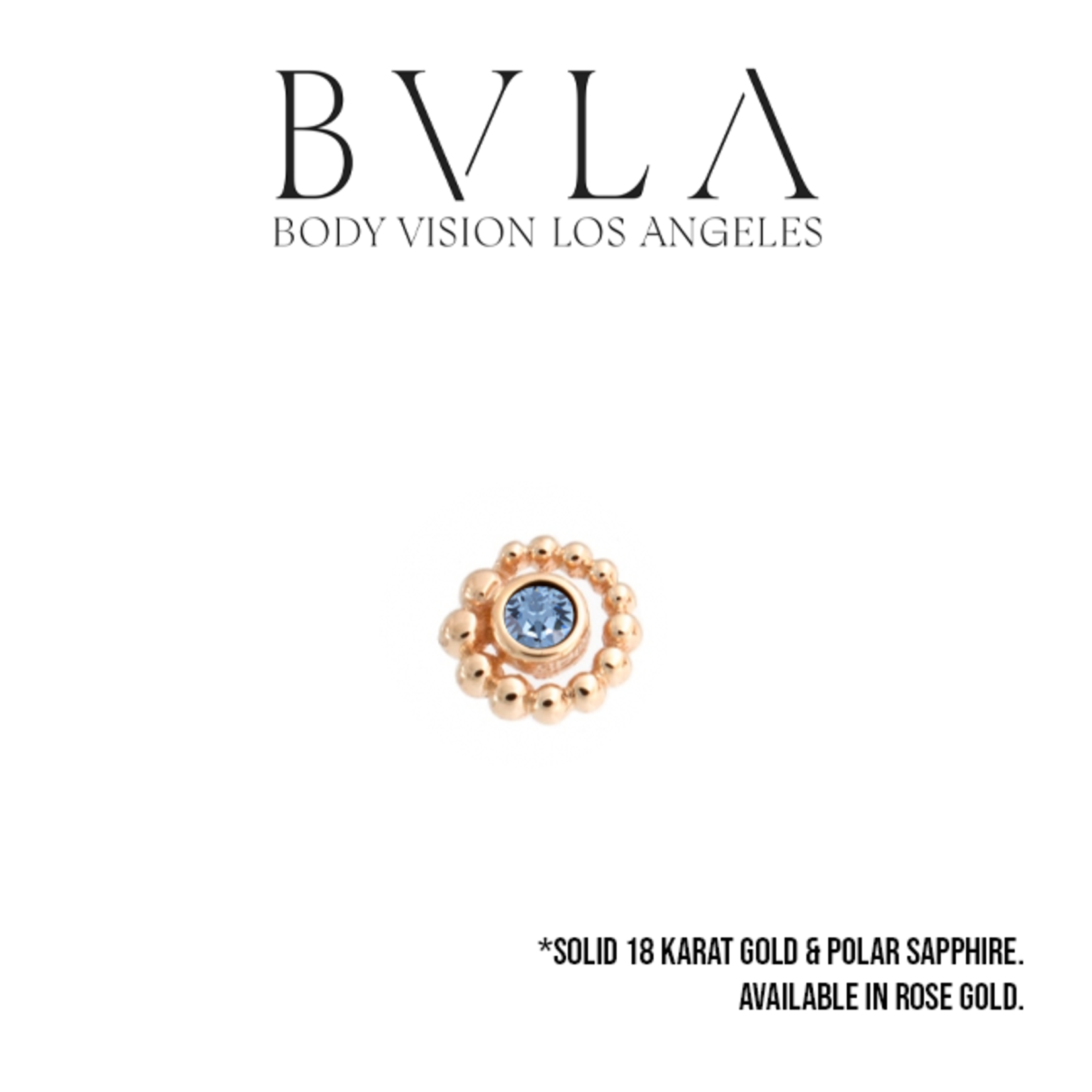 BVLA BVLA rose gold "Beaded Swirl" press-fit end with bezel-set 2.0mm Polar Sapphire