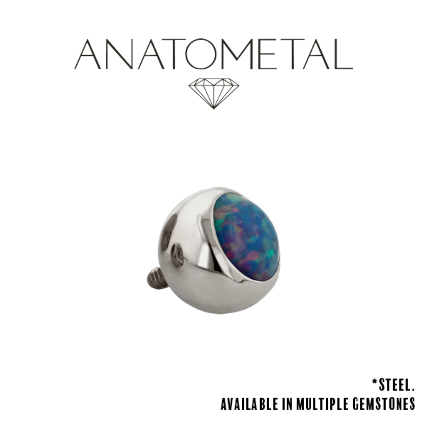 Anatometal Anatometal 14g steel threaded gem ball with cabochon stone
