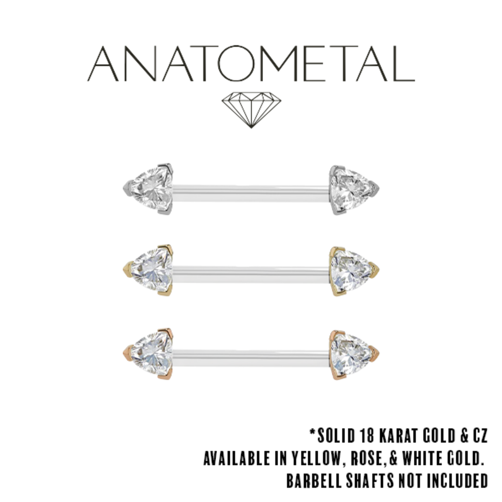 Anatometal Anatometal 12g gold side-set trillion with 4.0 CZ